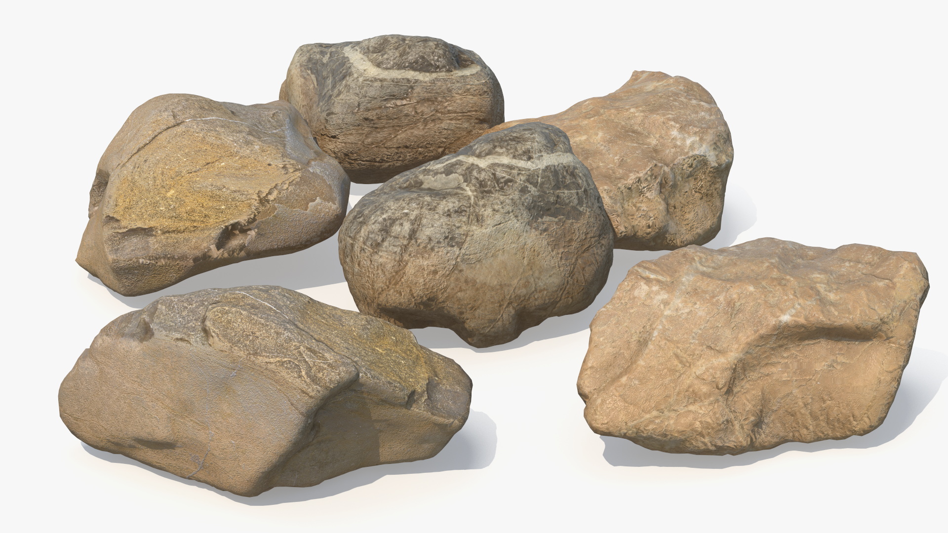 Natural Terrain Set with Stones Bushes and Grass - view 8