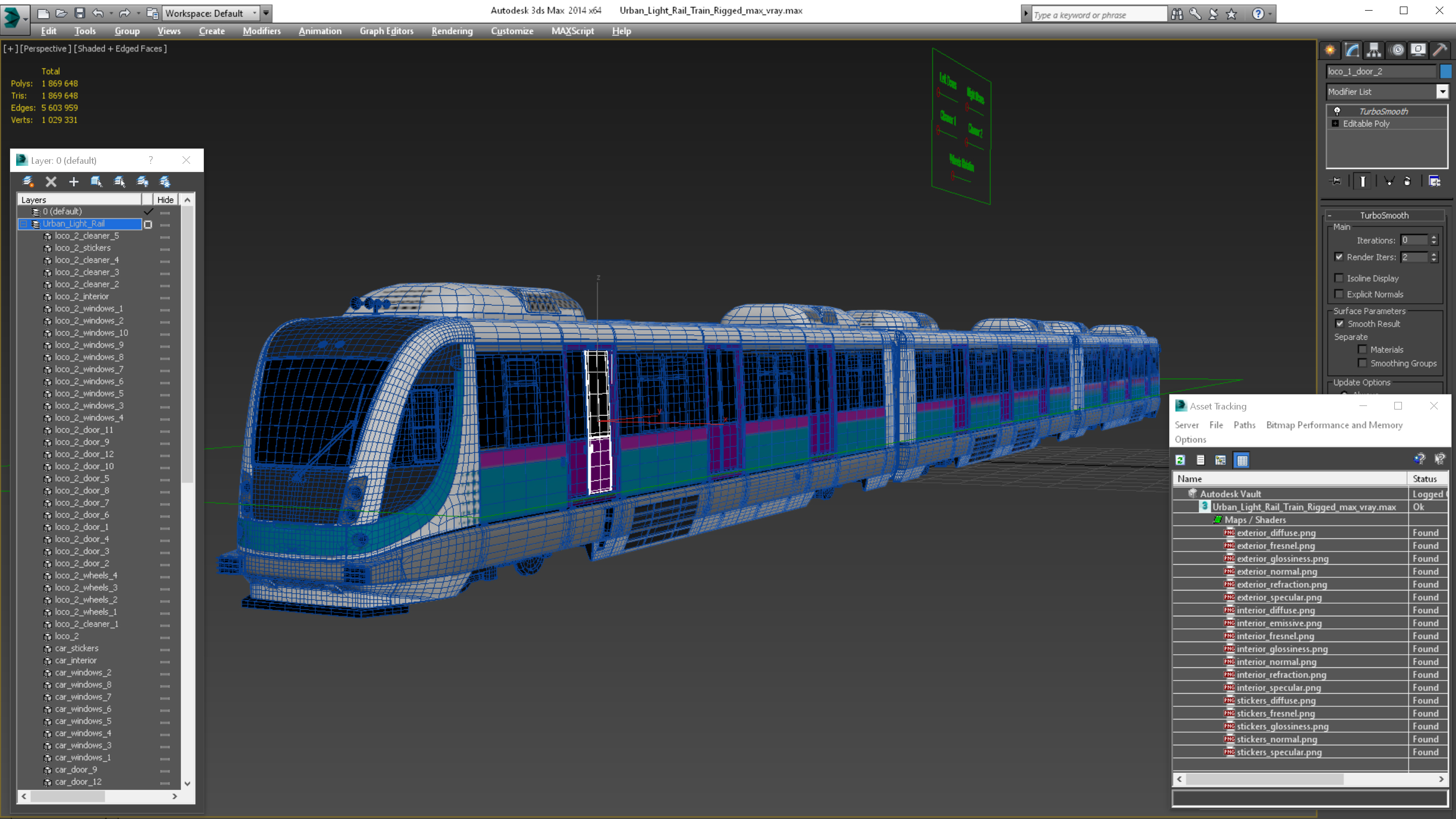 Urban Light Rail Train Rigged 3D model