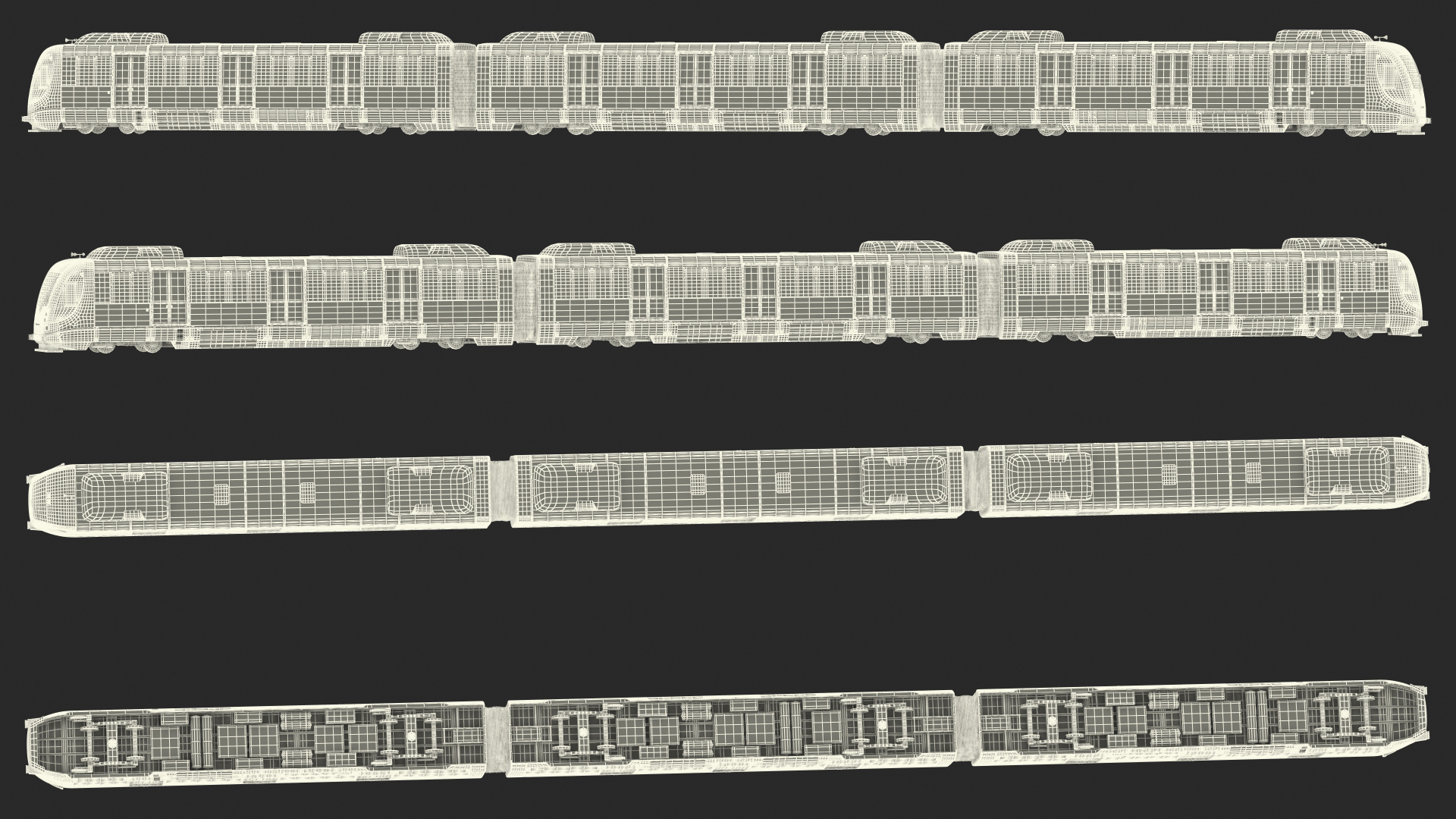 Urban Light Rail Train Rigged 3D model