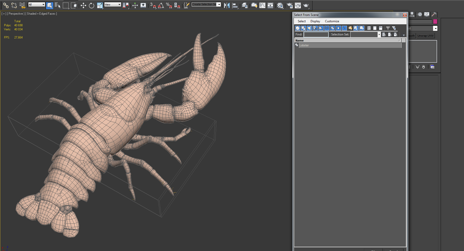 3D Lobster Pose 3 with Fur model