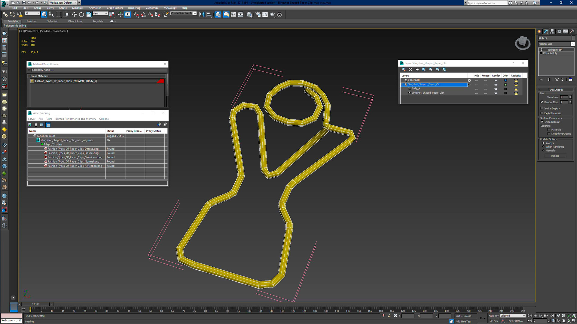 Slingshot Shaped Paper Clip 3D