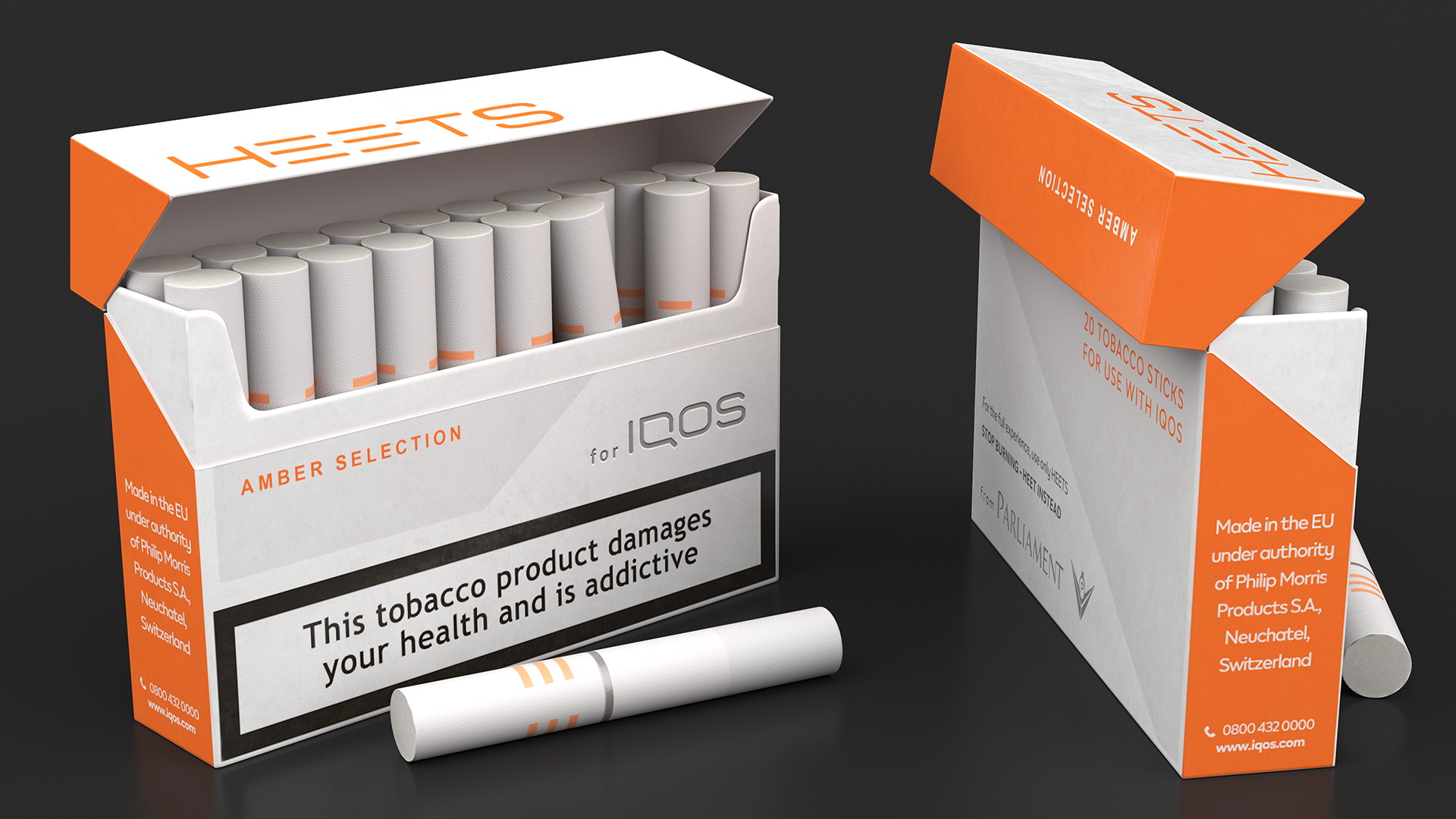 Amber Heets IQOS Pack Open with Stick 3D
