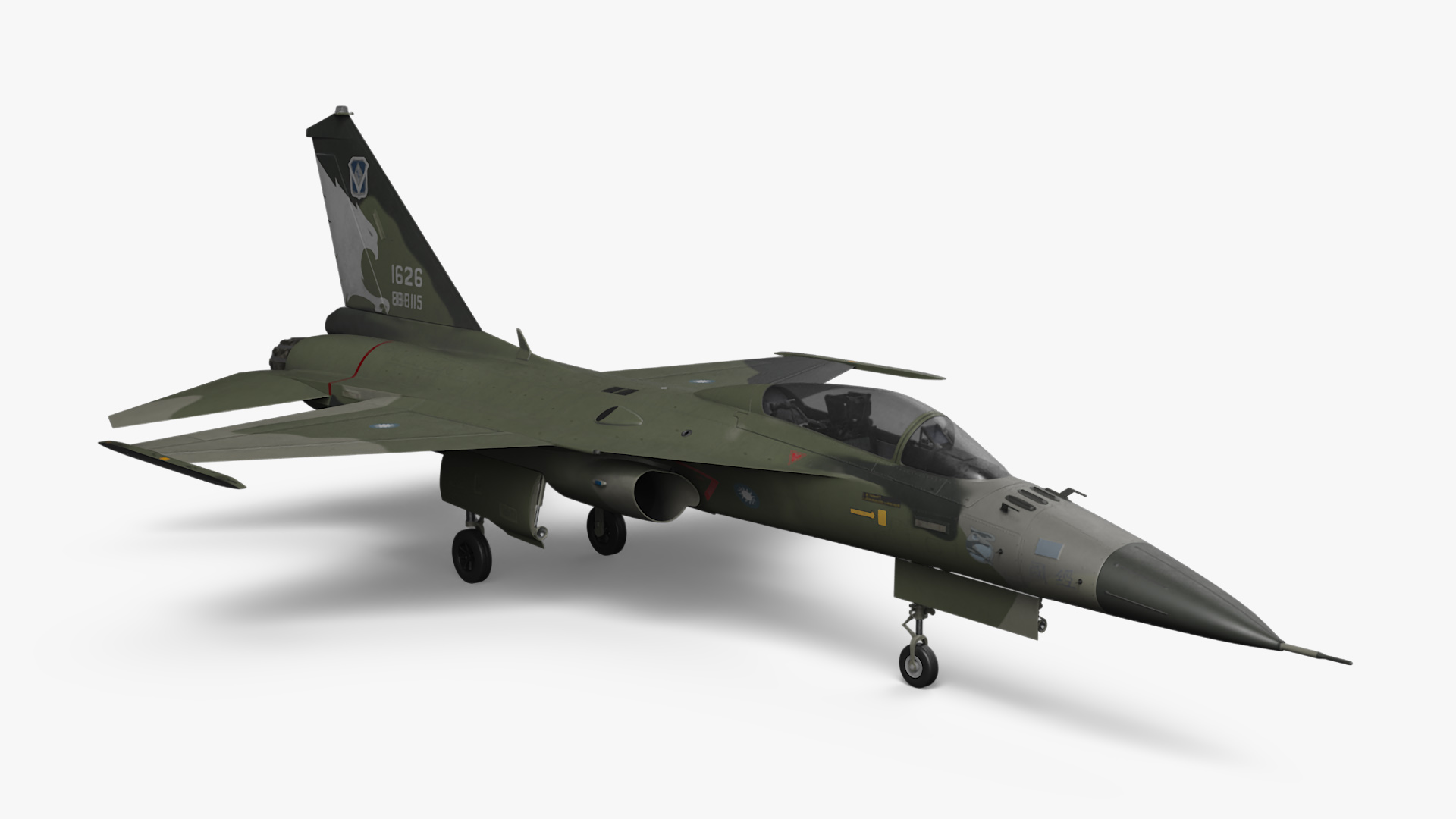 3D AIDC F-CK-1 Unarmed Fighter Jet Green Rigged for Maya model