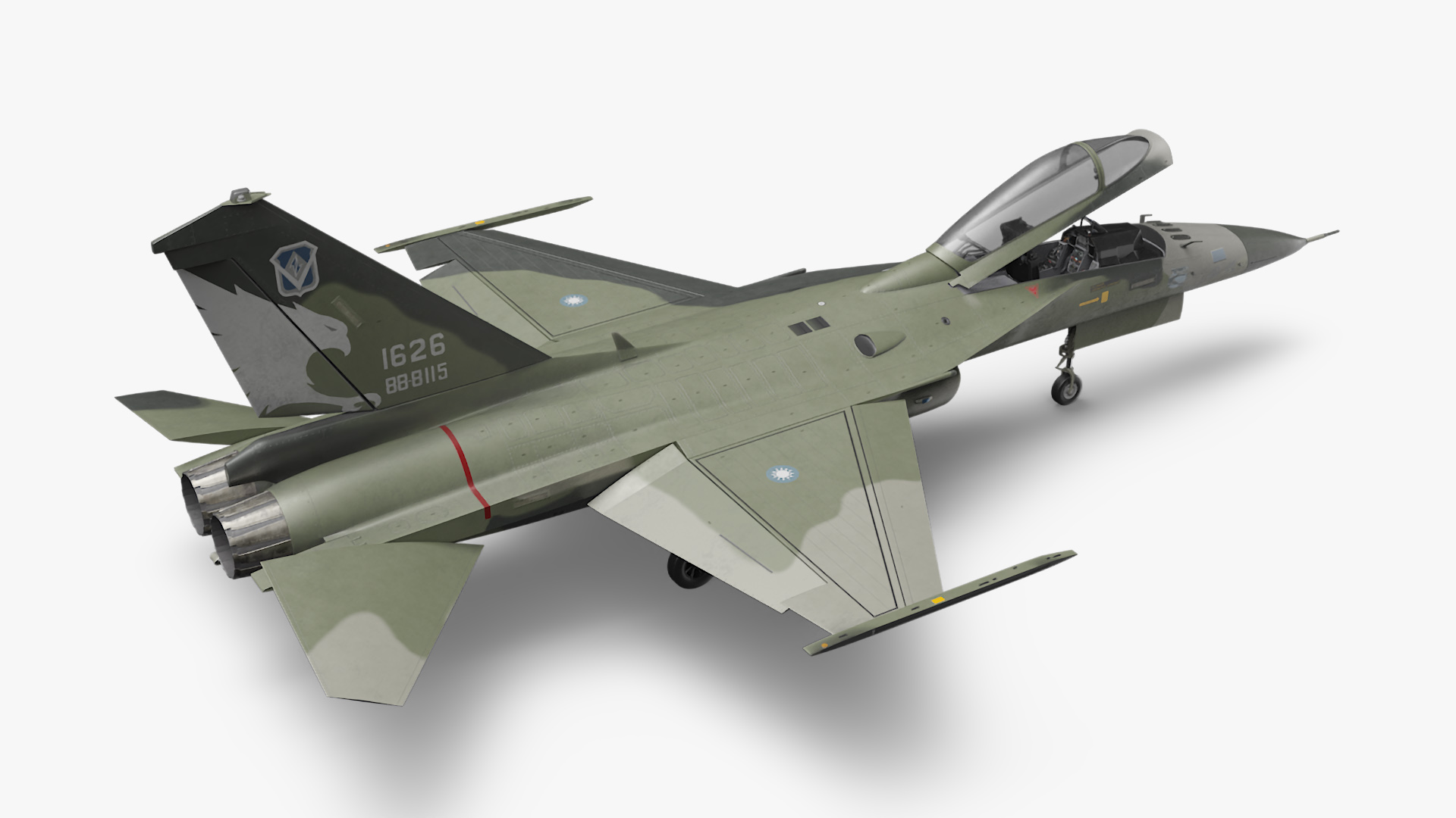 3D AIDC F-CK-1 Unarmed Fighter Jet Green Rigged for Maya model