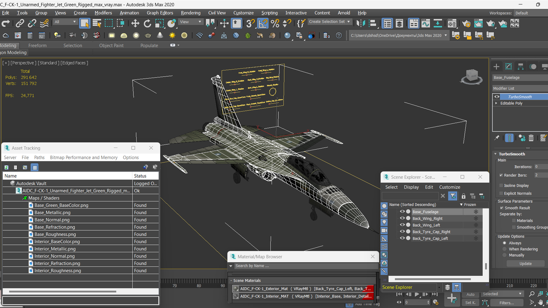 3D AIDC F-CK-1 Unarmed Fighter Jet Green Rigged for Maya model