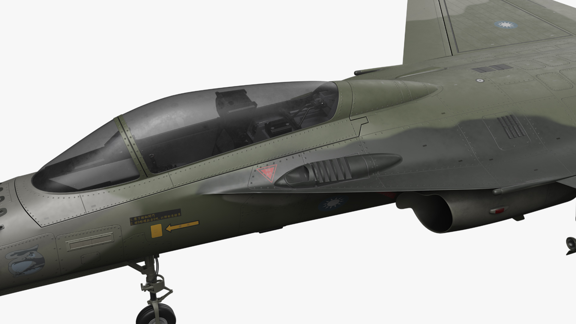 3D AIDC F-CK-1 Unarmed Fighter Jet Green Rigged for Maya model