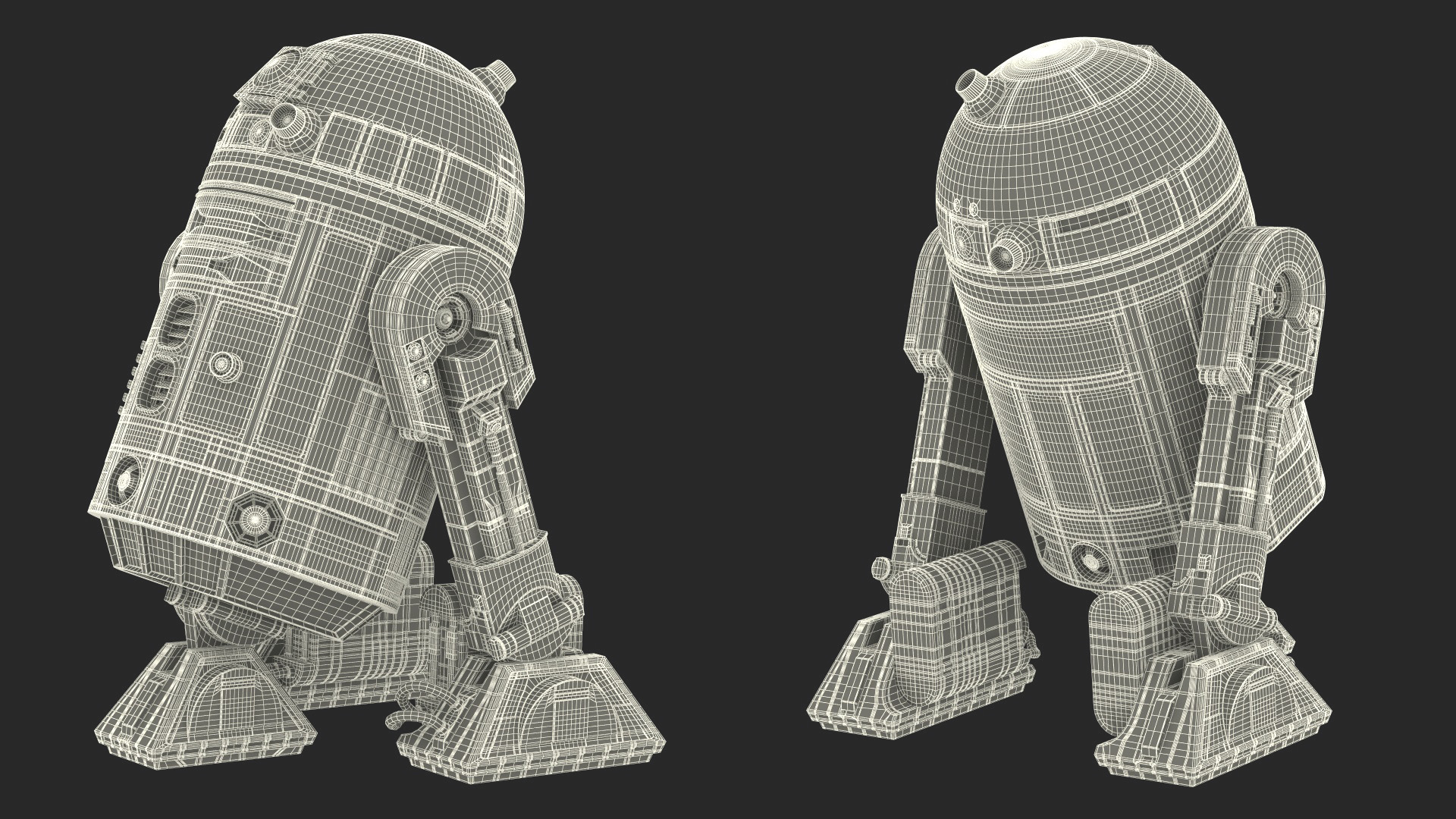 3D model Space Fighter X-Wing Starship with R2-D2
