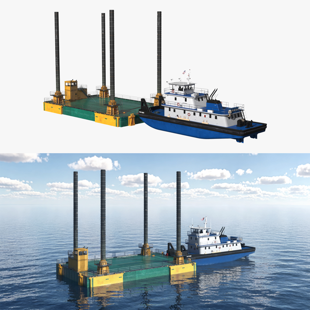 Jack Up Pontoon 3D model preview