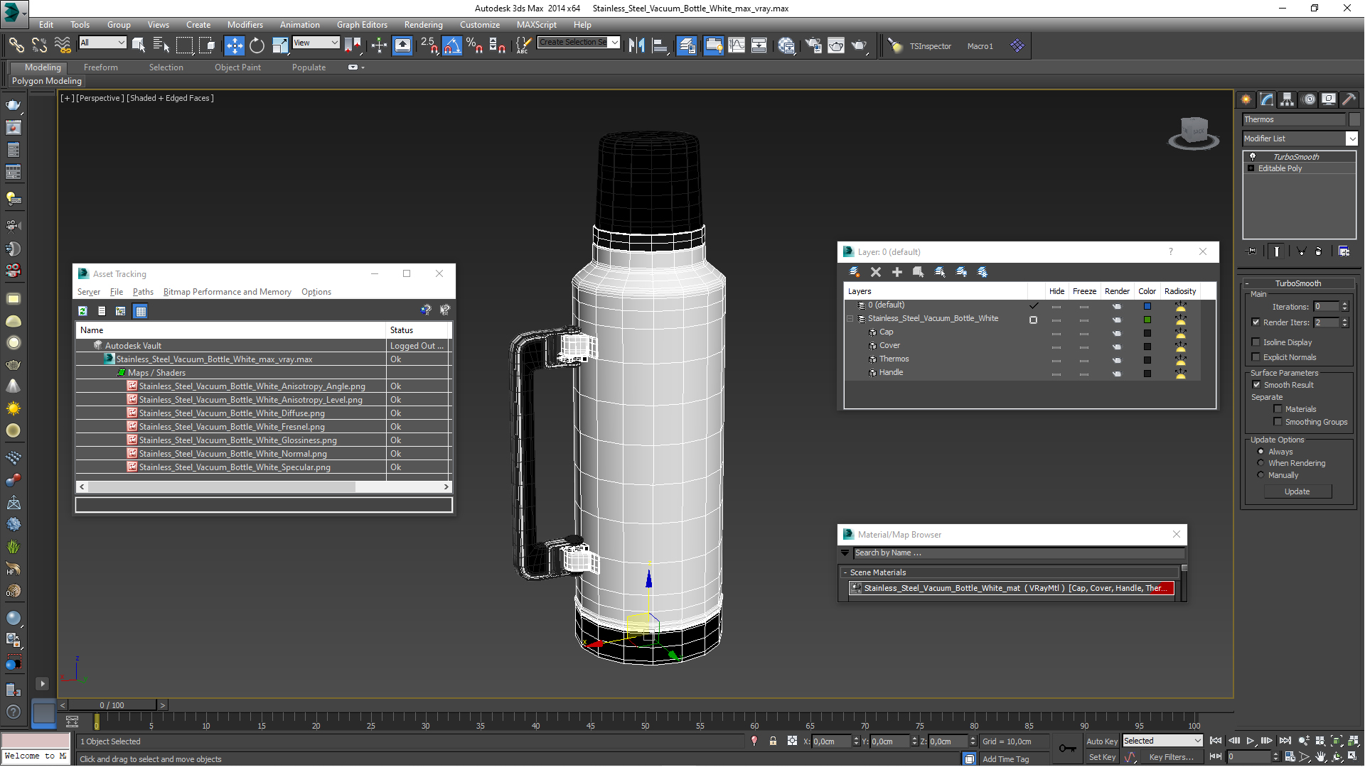 3D model Stainless Steel Vacuum Bottle White