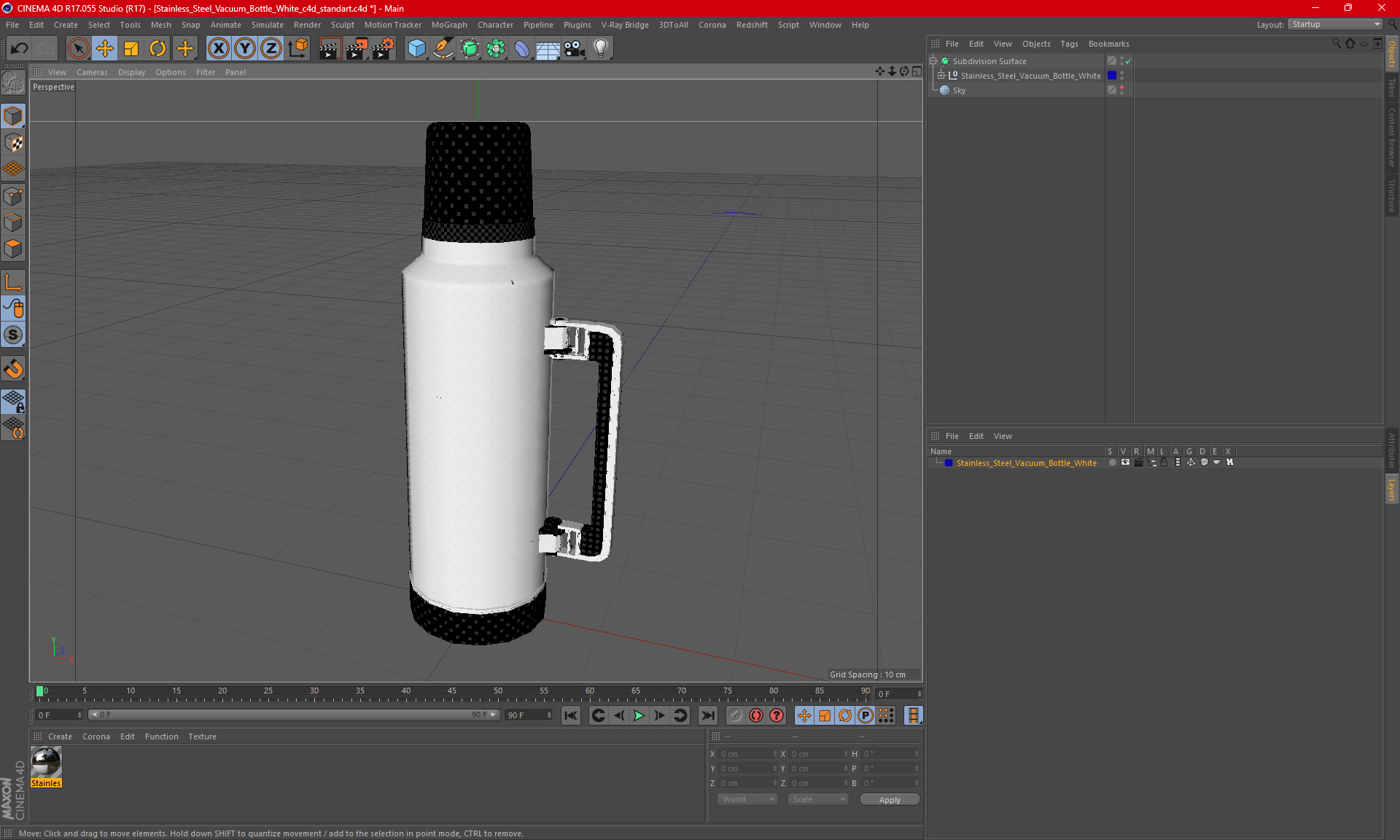 3D model Stainless Steel Vacuum Bottle White