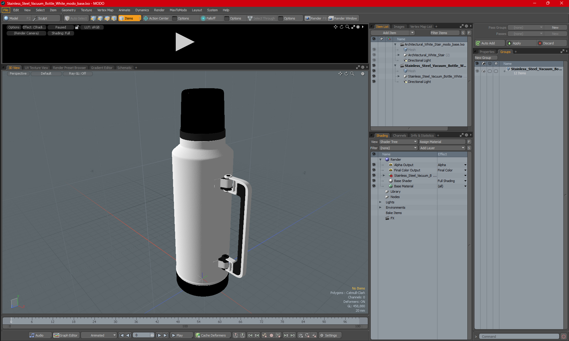 3D model Stainless Steel Vacuum Bottle White
