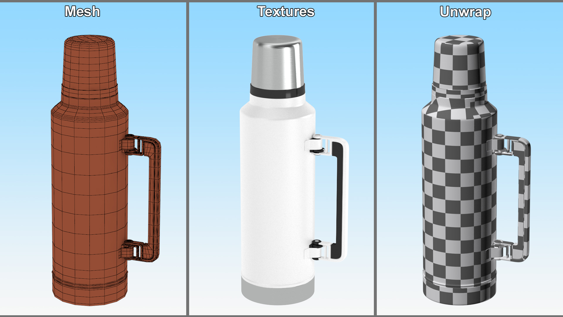 3D model Stainless Steel Vacuum Bottle White