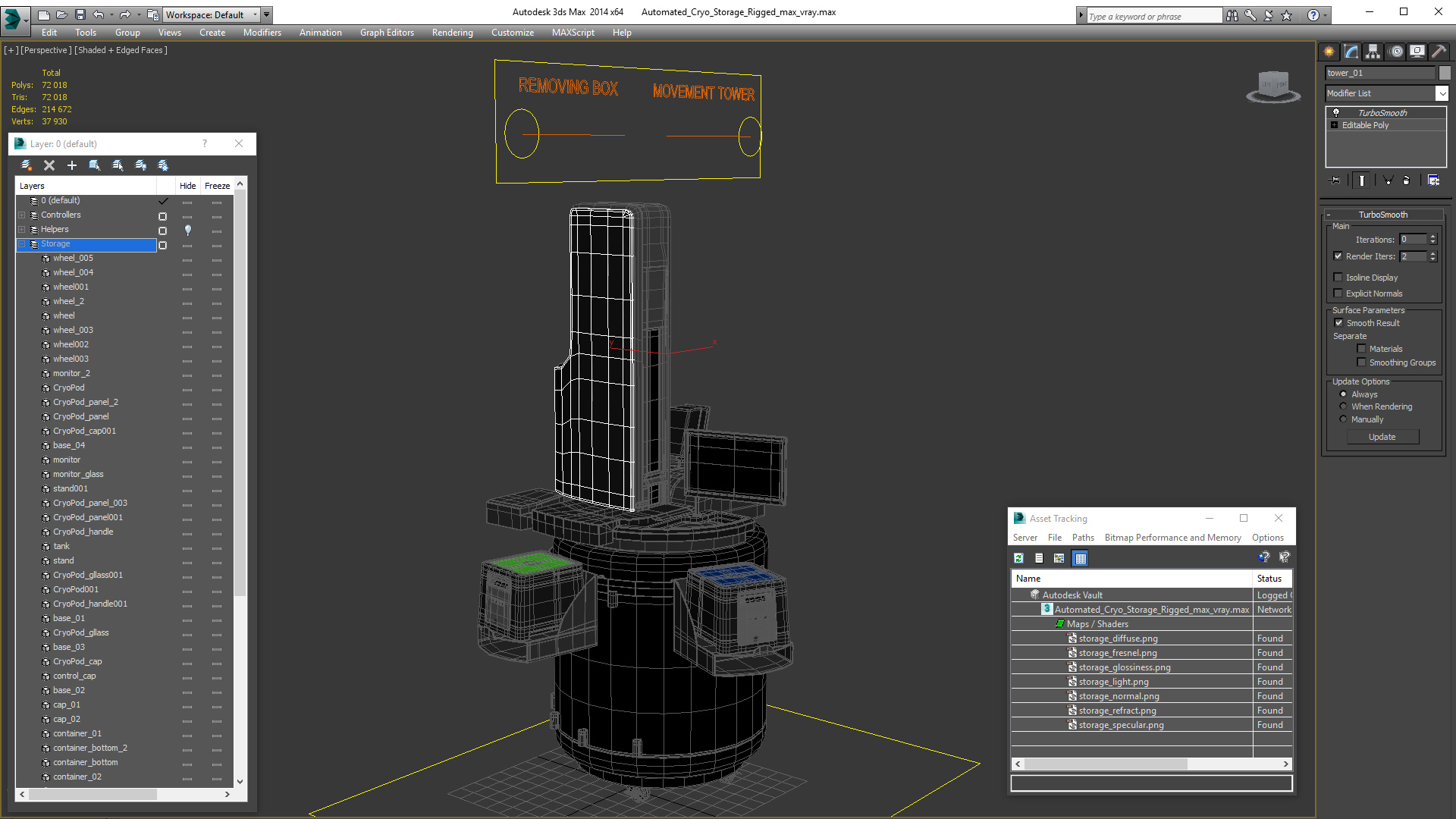 Automated Cryo Storage Rigged 3D model