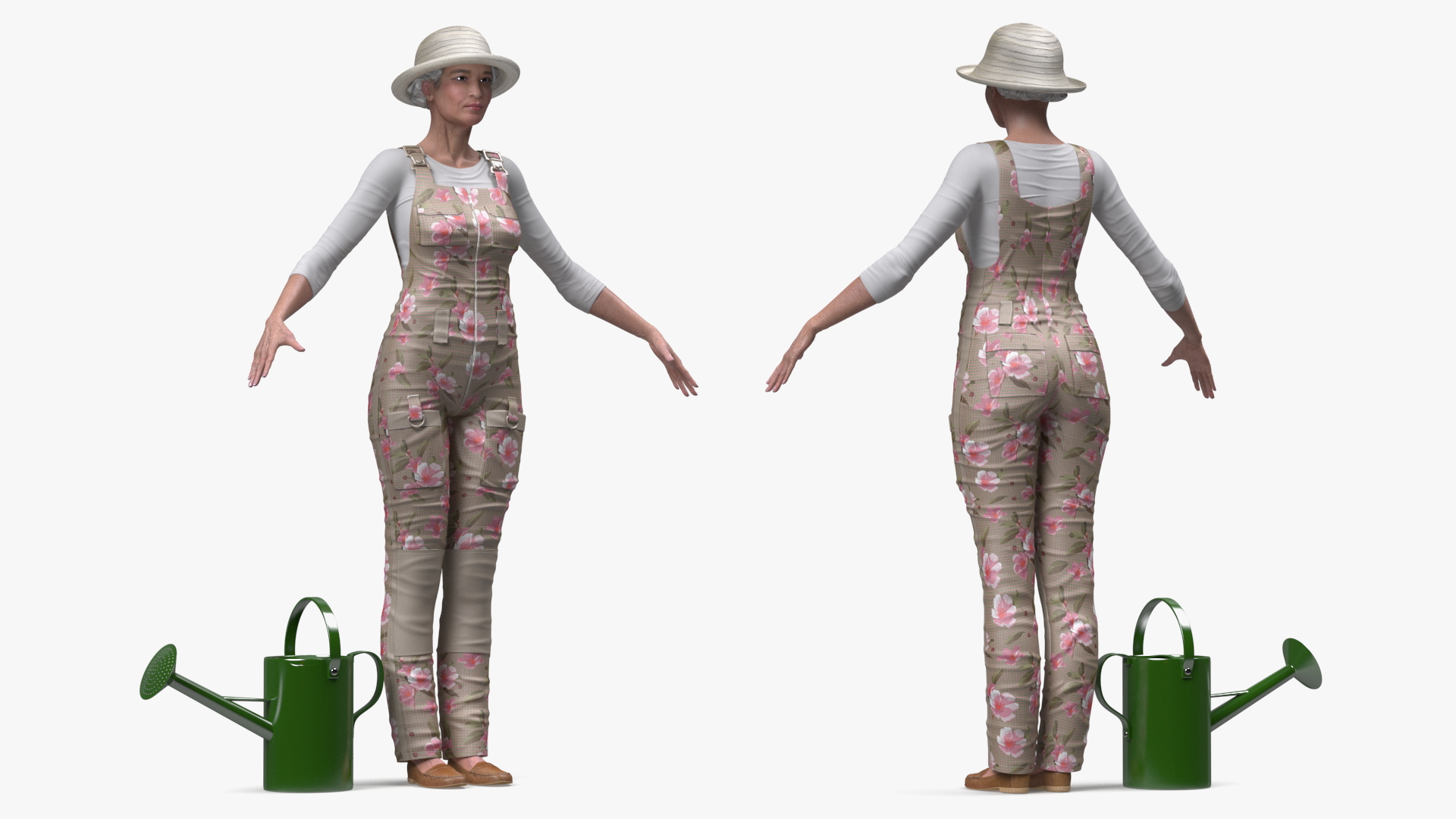 Gardener Asian Woman Rigged 3D