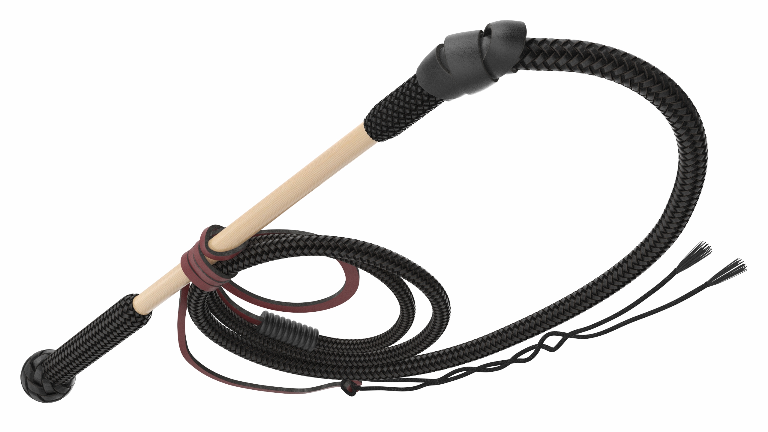 Historical Leather Whip Braided Black 3D