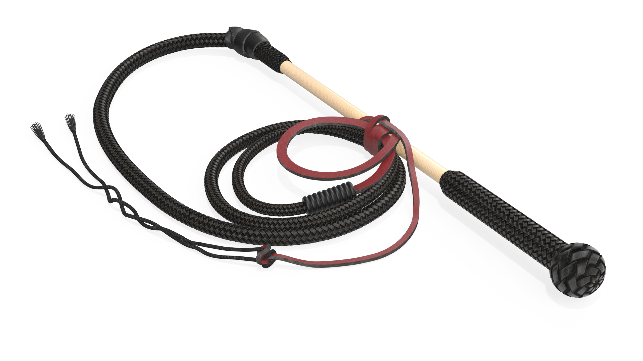 Historical Leather Whip Braided Black 3D