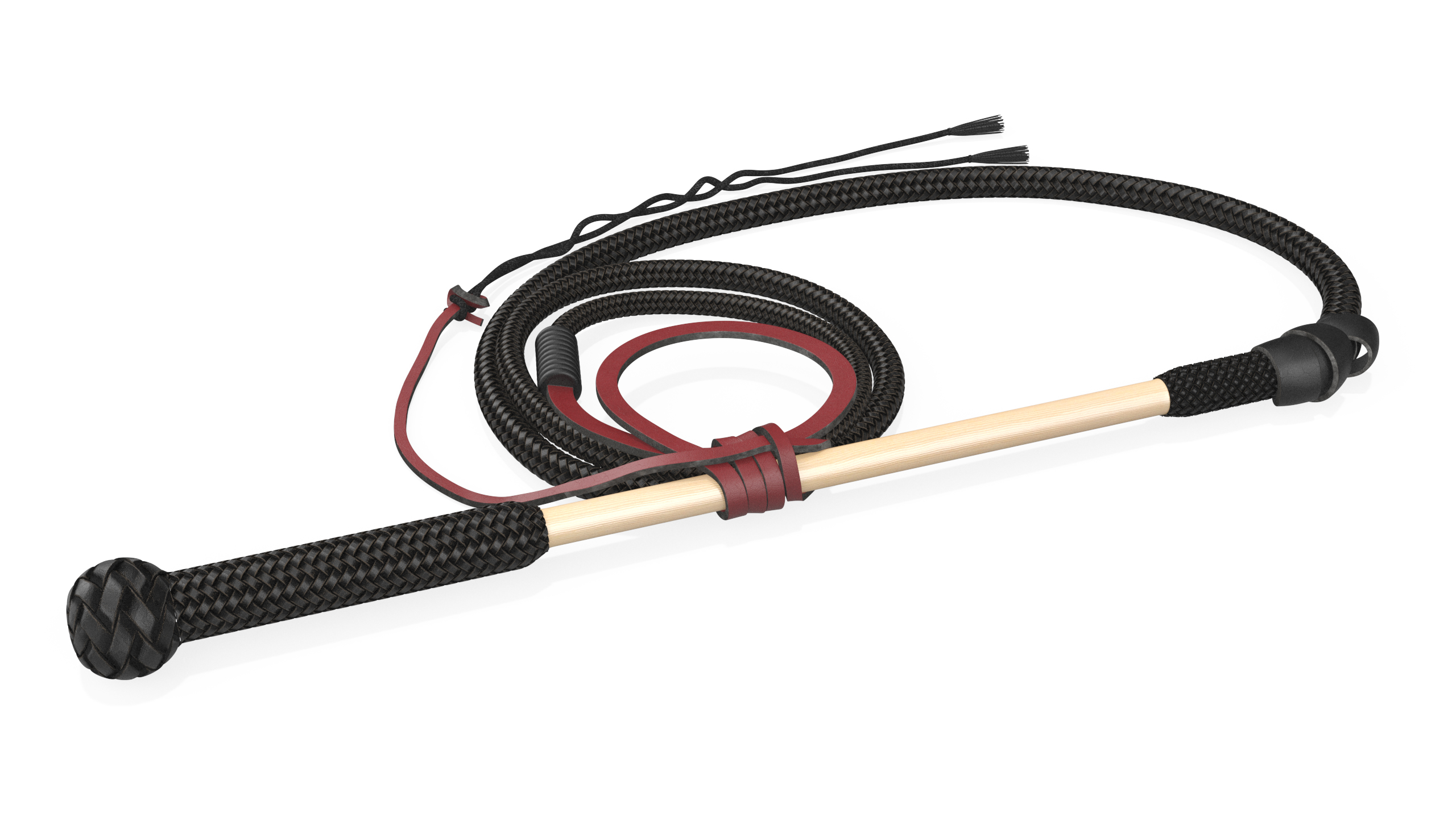 Historical Leather Whip Braided Black 3D