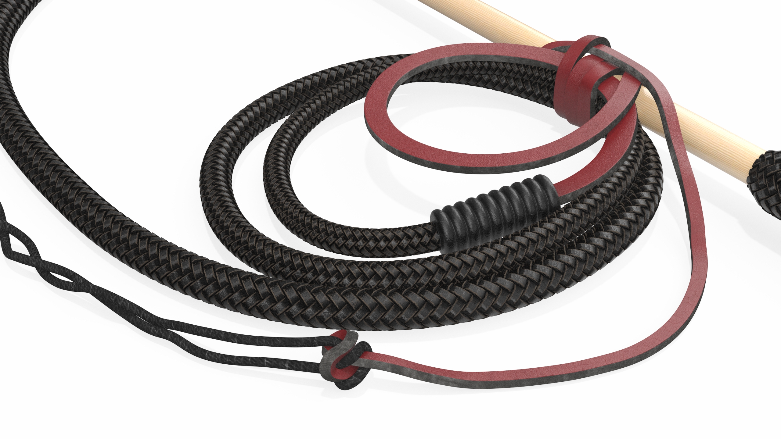 Historical Leather Whip Braided Black 3D