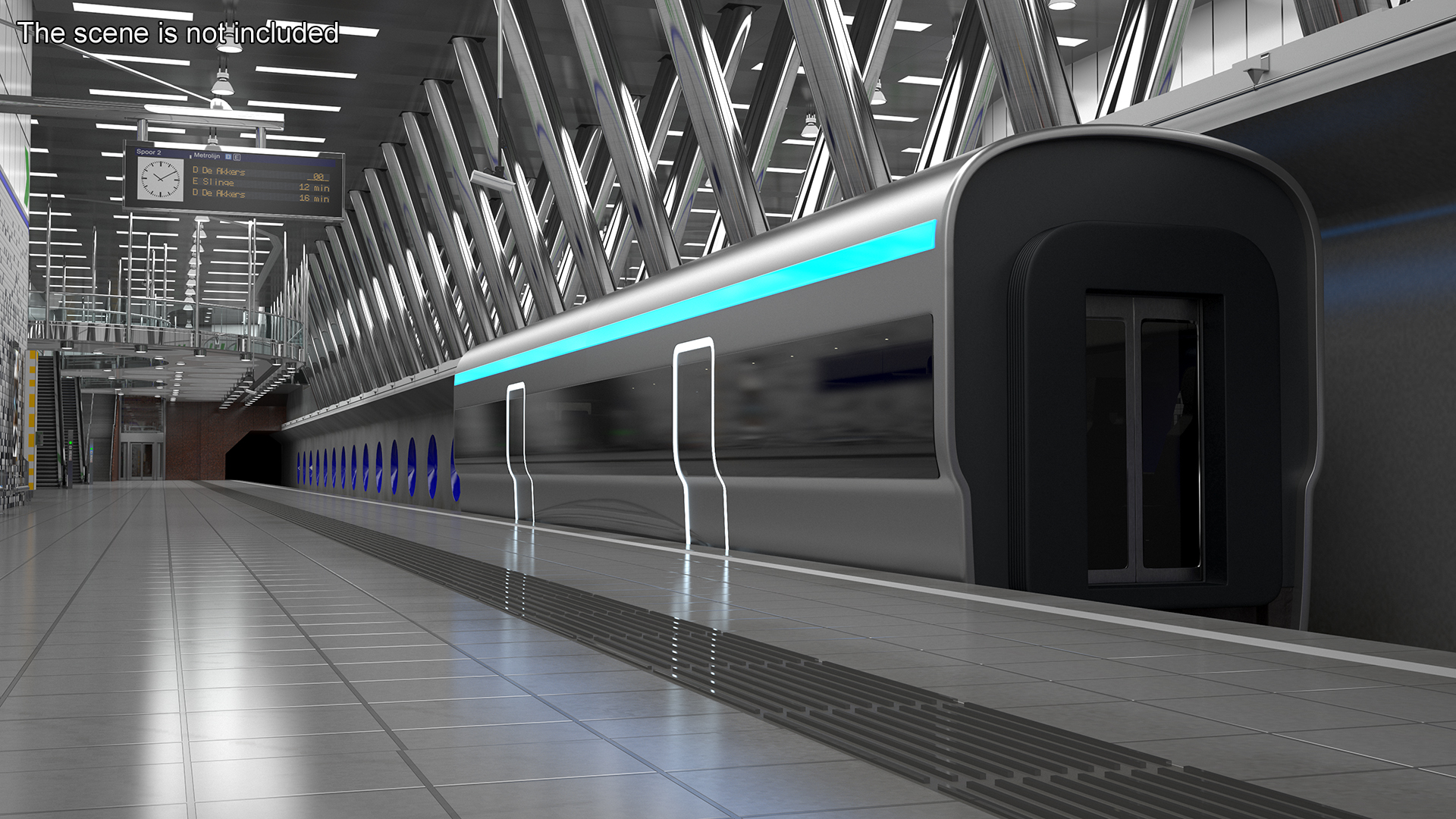 3D Futuristic Passenger Wagon Silver model