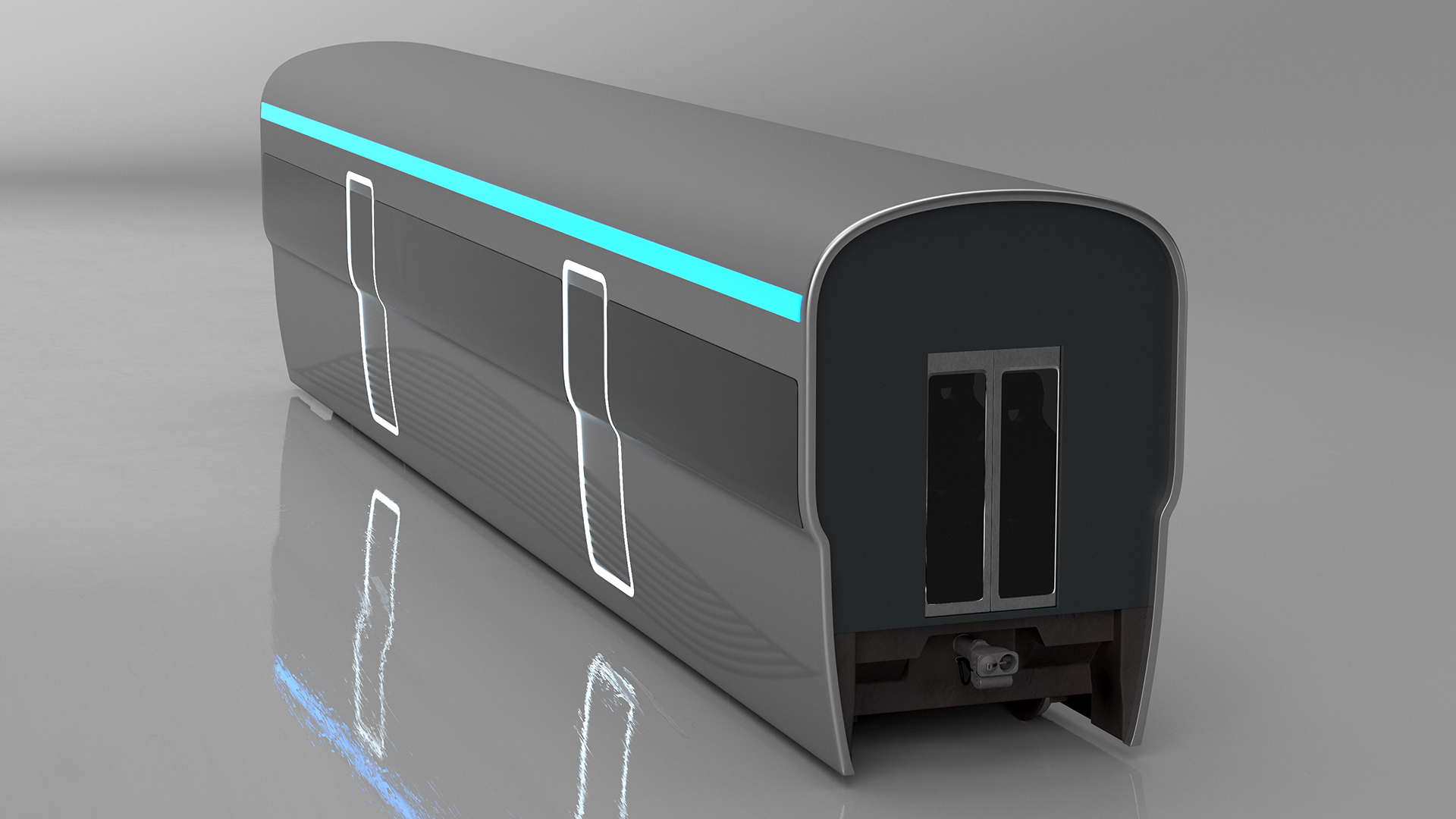 3D Futuristic Passenger Wagon Silver model