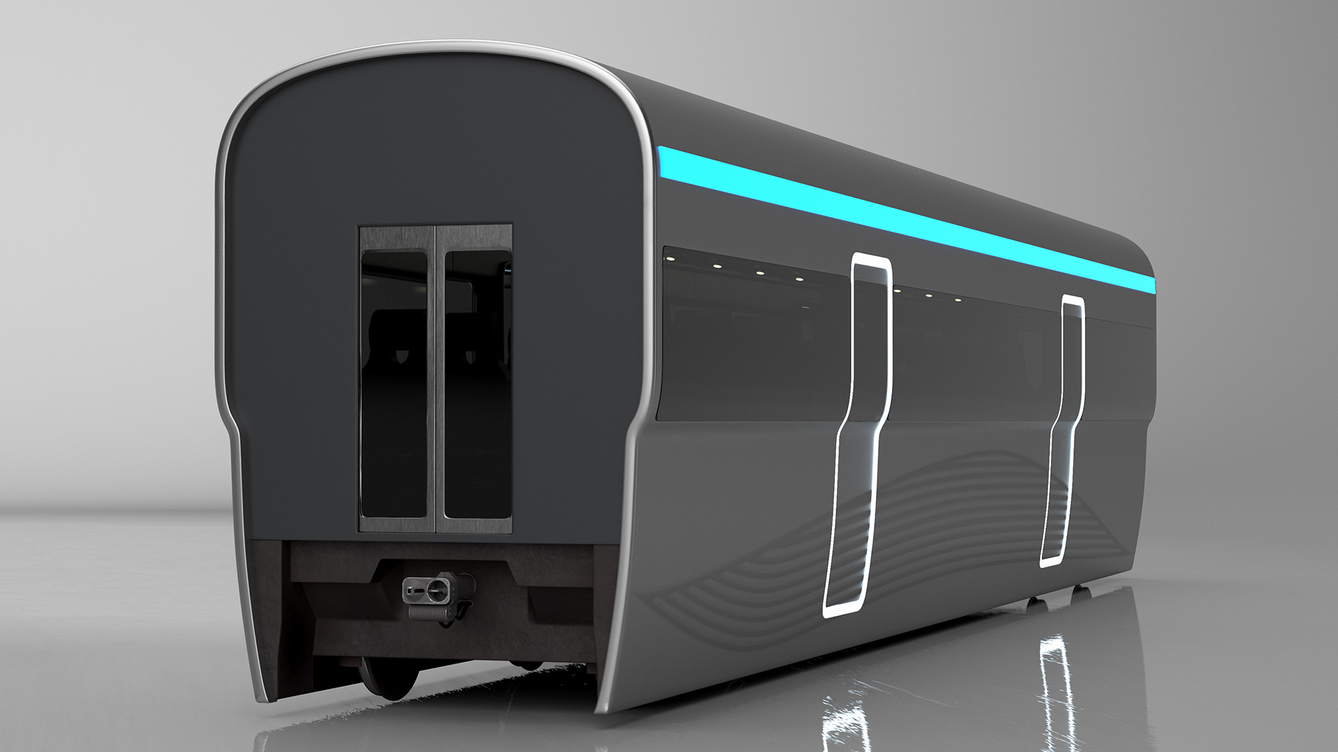 3D Futuristic Passenger Wagon Silver model
