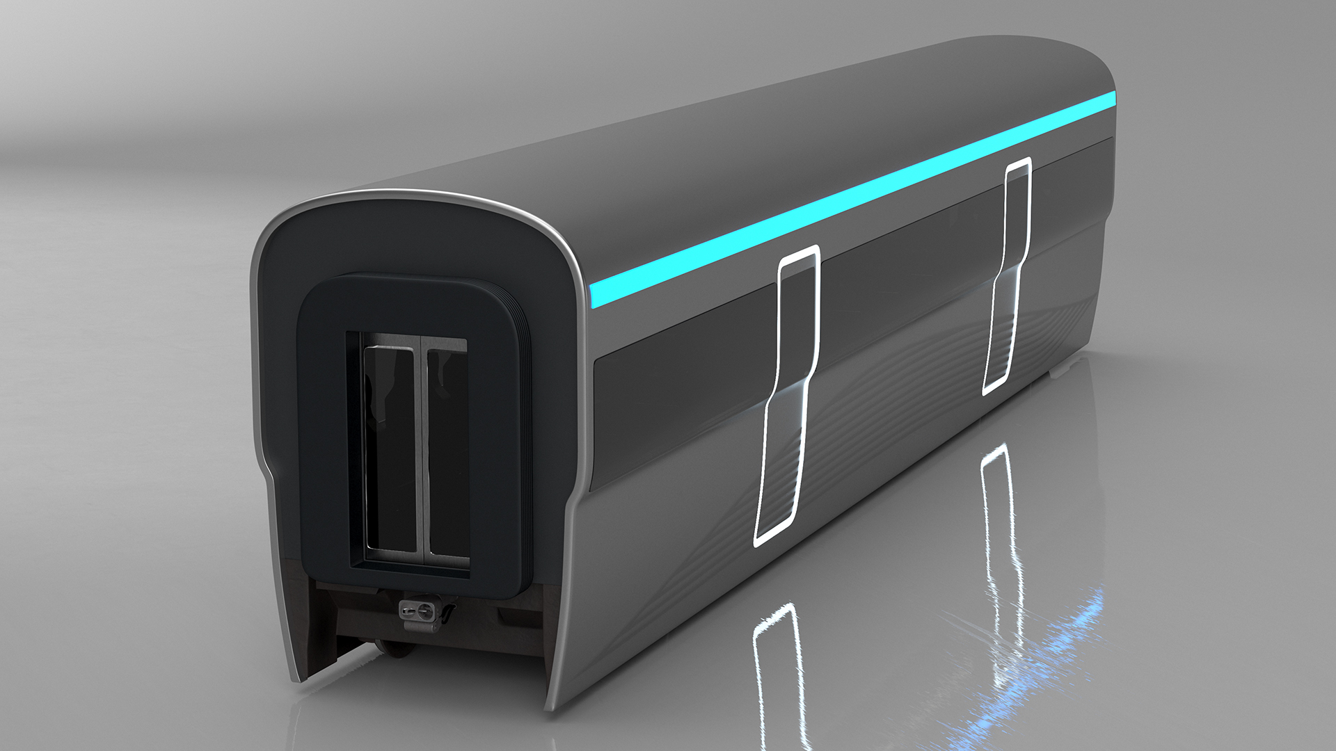3D Futuristic Passenger Wagon Silver model