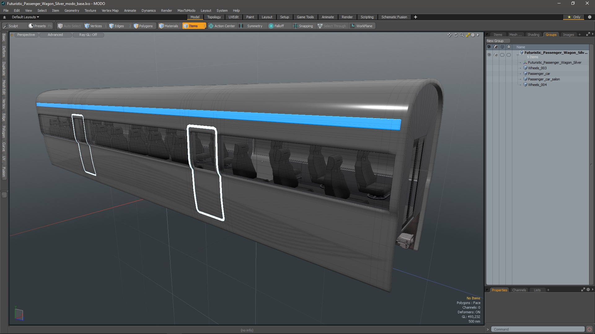 3D Futuristic Passenger Wagon Silver model