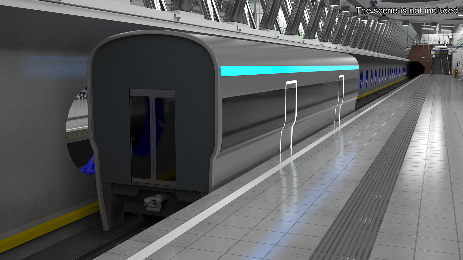 3D Futuristic Passenger Wagon Silver model