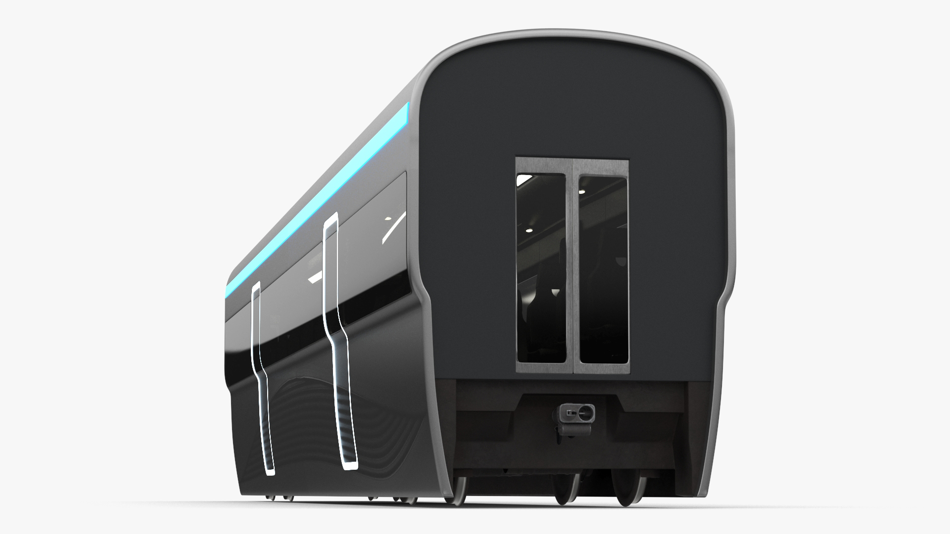 3D Futuristic Passenger Wagon Silver model