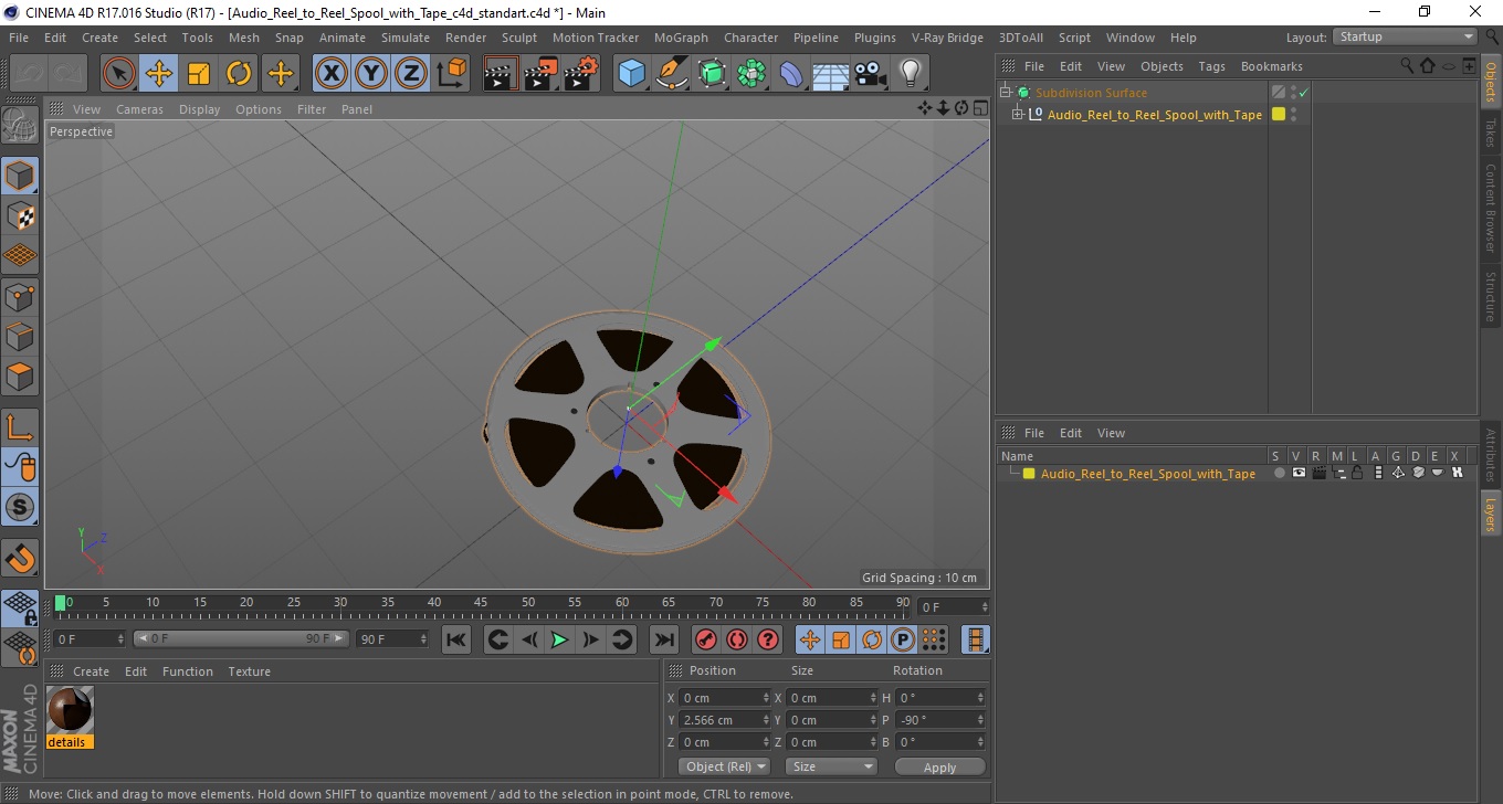 Audio Reel to Reel Spool with Tape 3D model