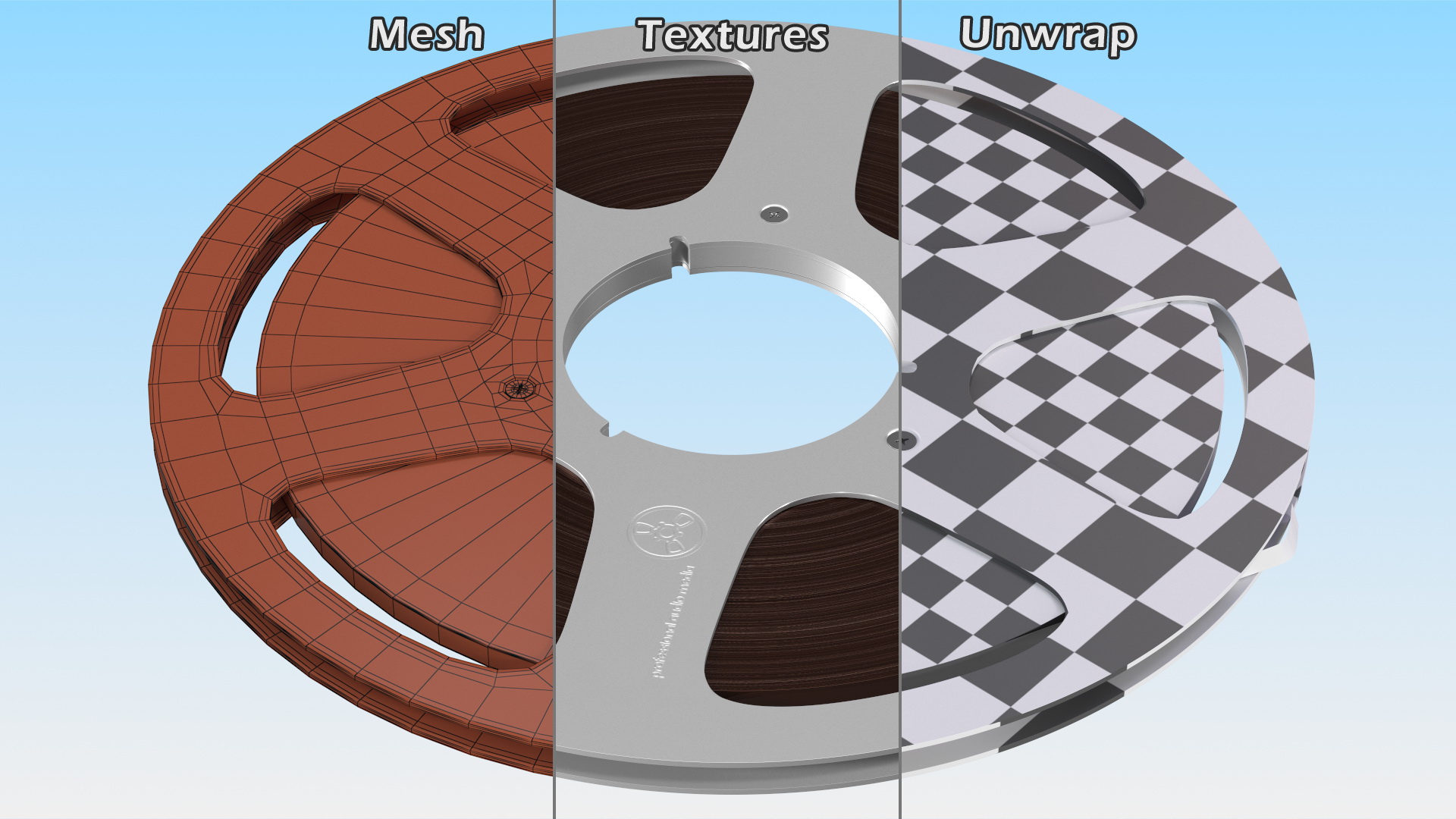 Audio Reel to Reel Spool with Tape 3D model