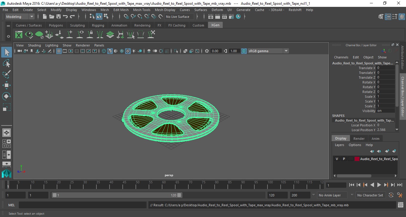 Audio Reel to Reel Spool with Tape 3D model