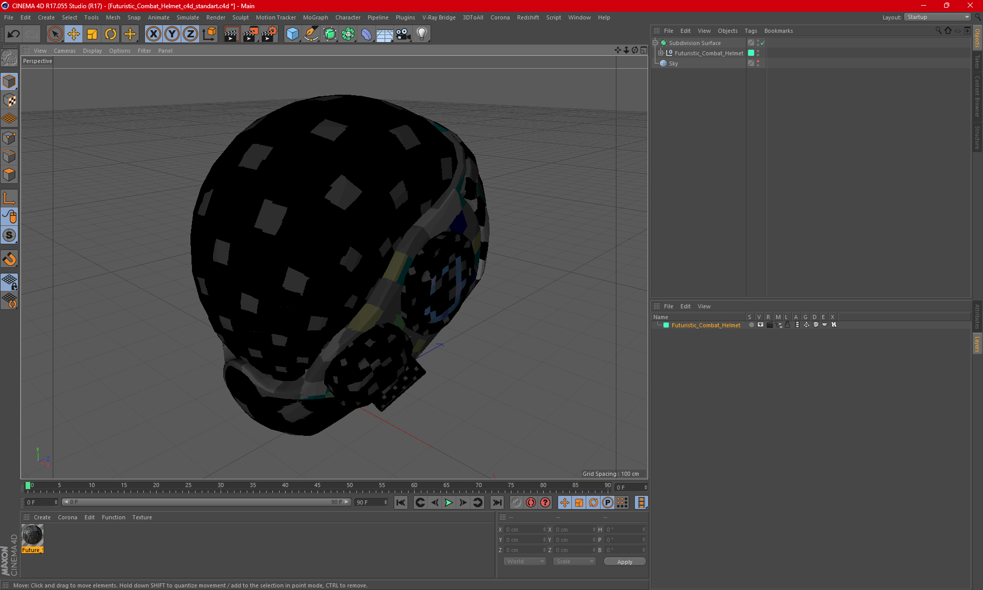 Futuristic Combat Helmet 3D model
