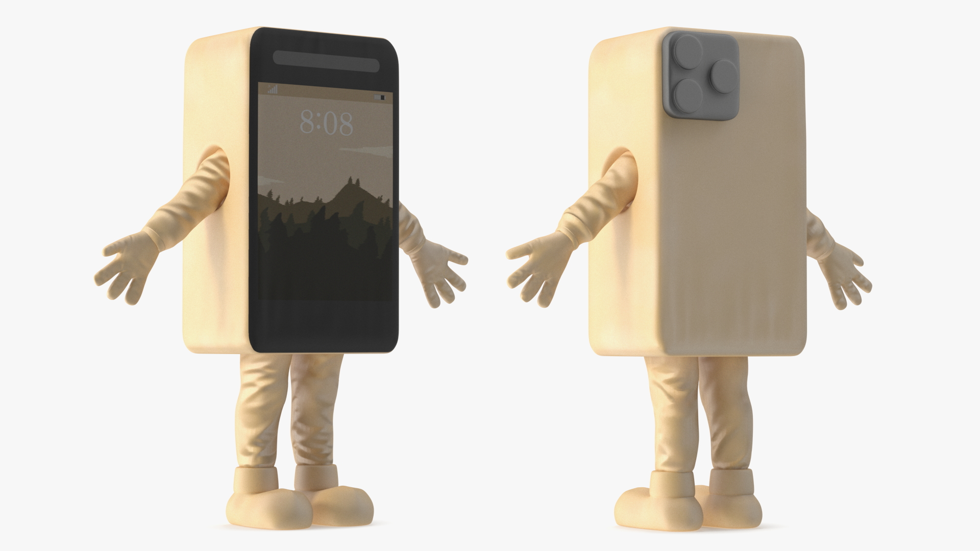 3D Golden IPhone Costume Character A-pose model