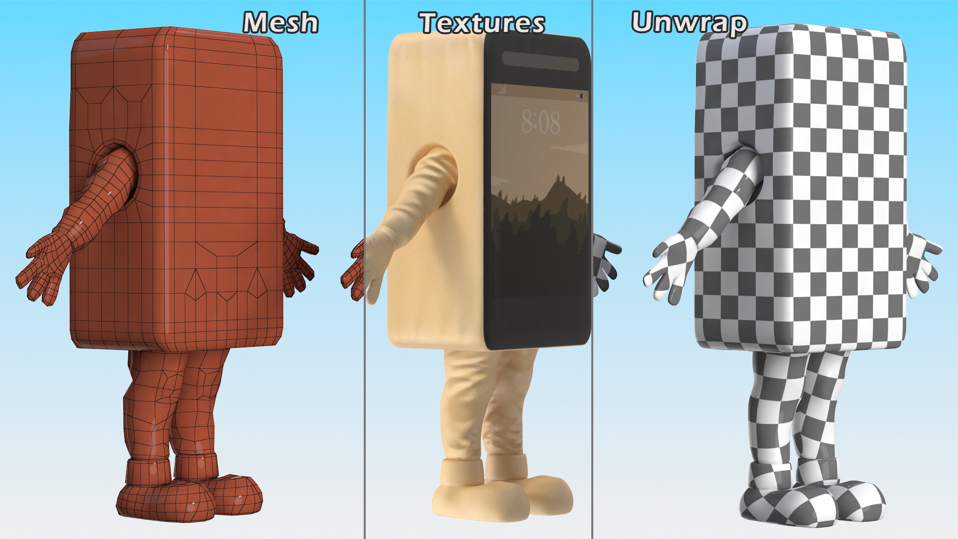 3D Golden IPhone Costume Character A-pose model