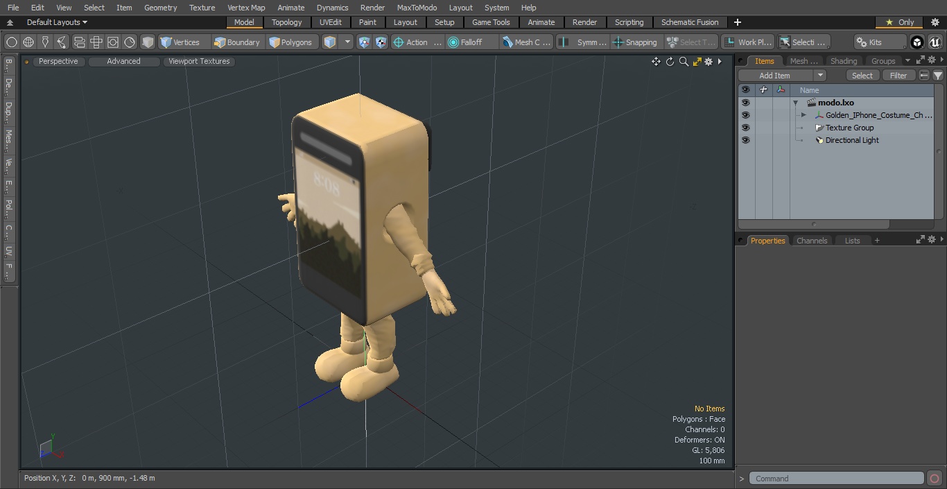 3D Golden IPhone Costume Character A-pose model