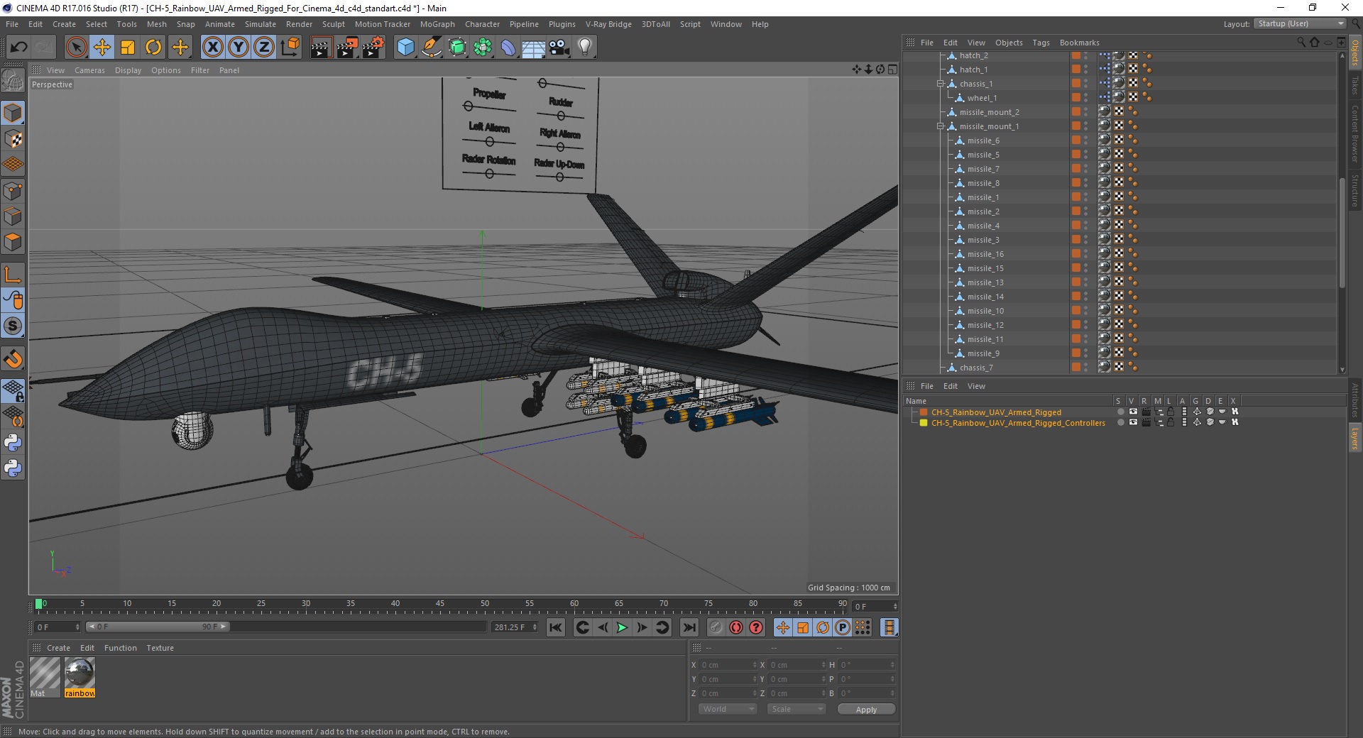 3D CH-5 Rainbow UAV Armed Rigged for Cinema 4D model