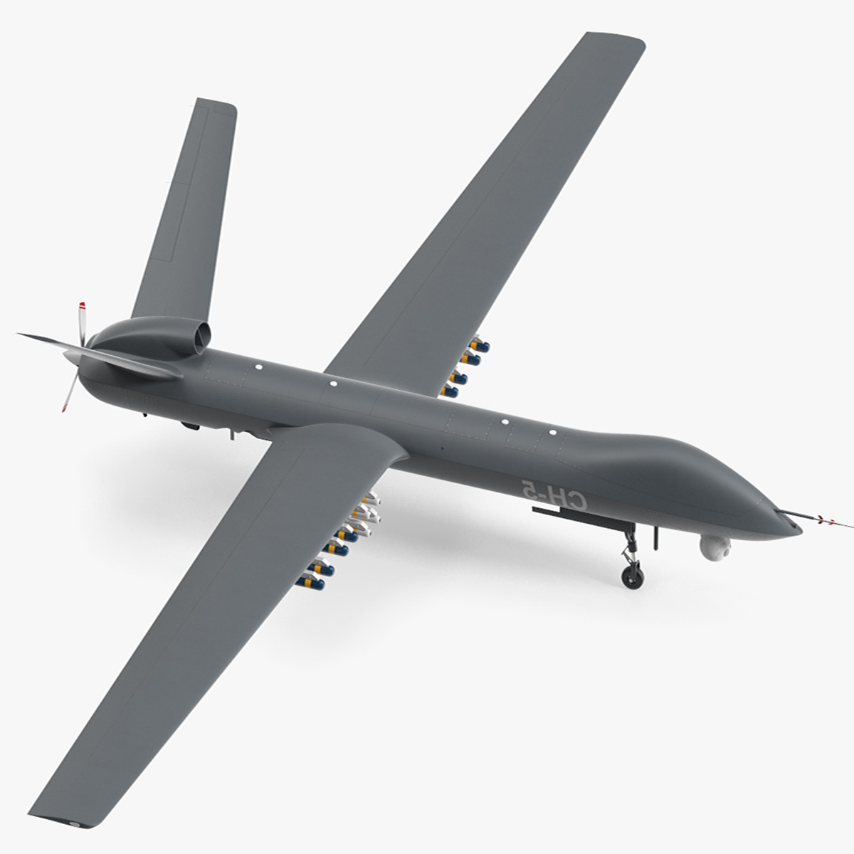 3D CH-5 Rainbow UAV Armed Rigged for Cinema 4D model