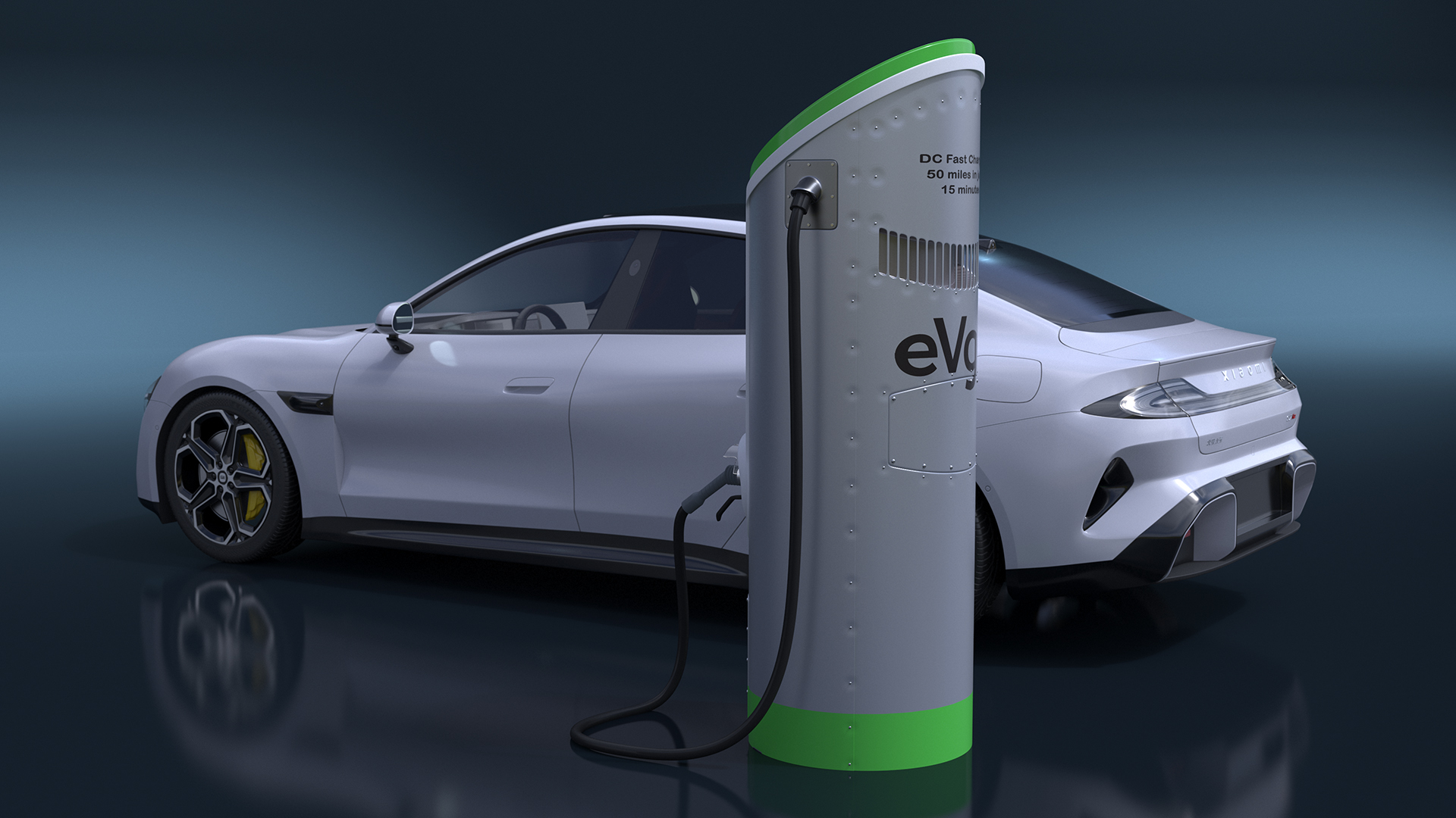 3D Electric Car Charging Station and Xiaomi Mineral Grey model