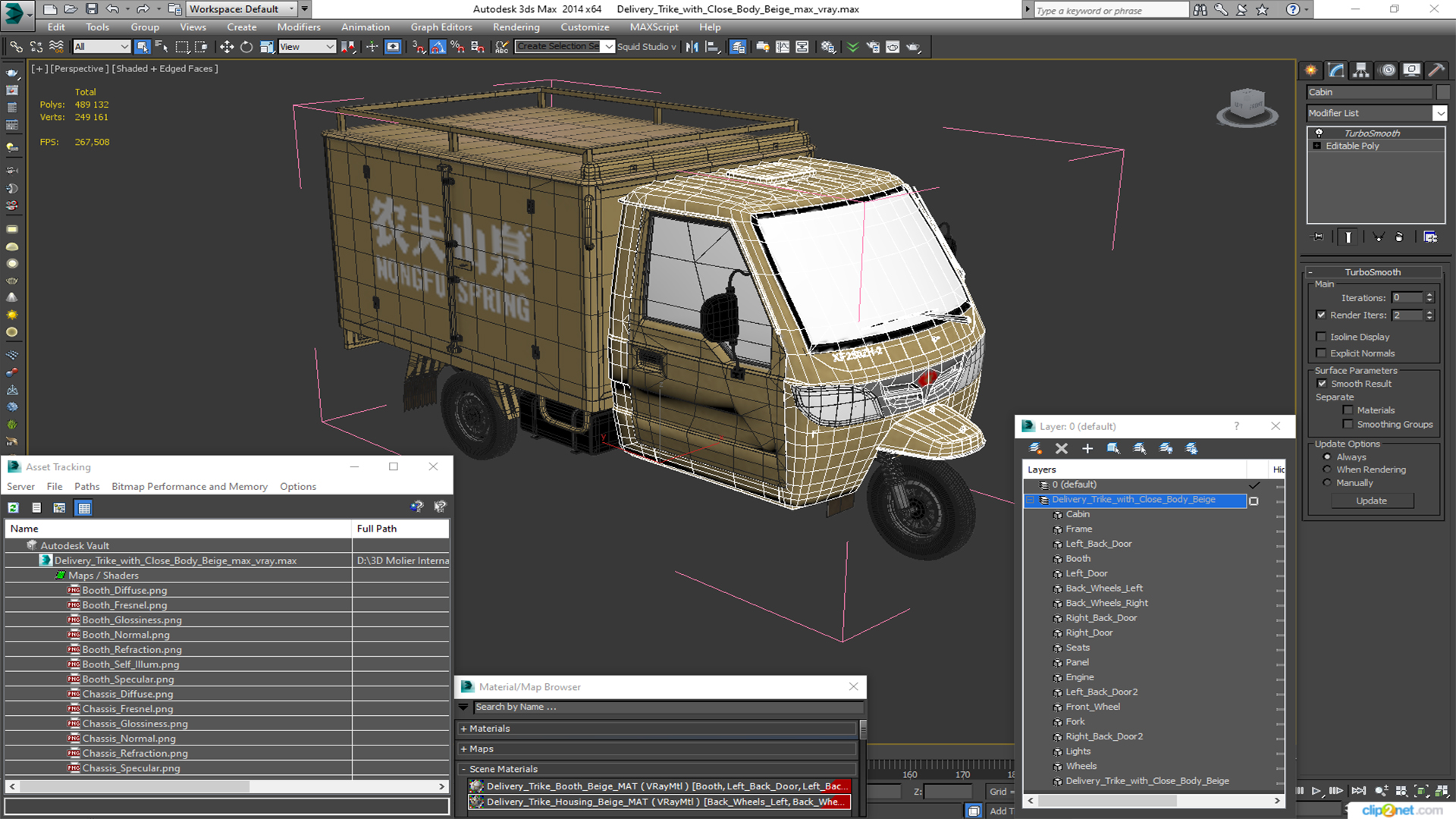 3D Delivery Trike with Close Body Beige