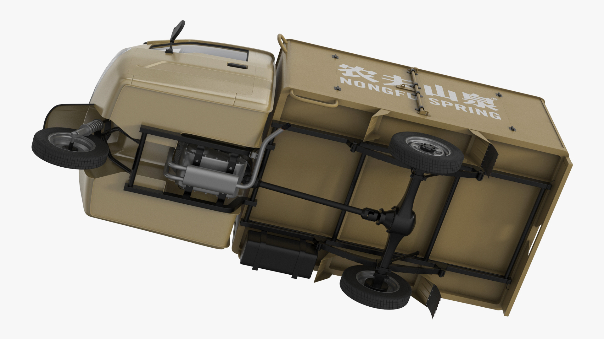 3D Delivery Trike with Close Body Beige