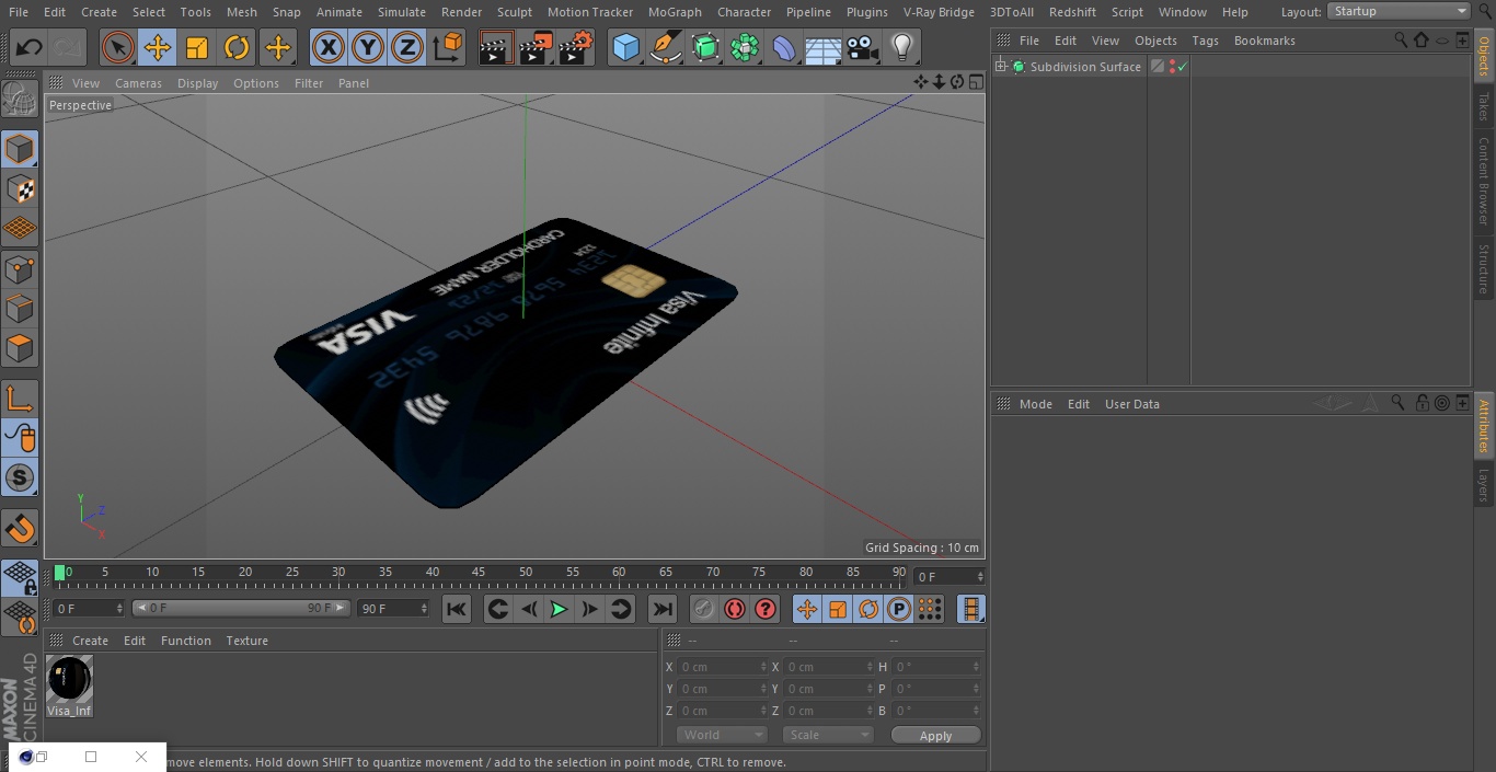 3D model Visa Infinite Credit Card