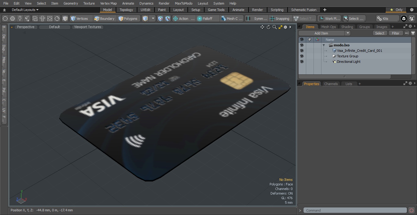 3D model Visa Infinite Credit Card