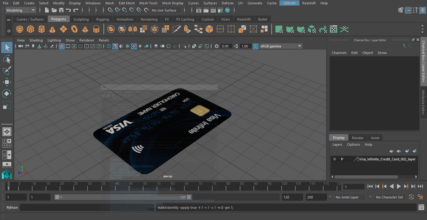3D model Visa Infinite Credit Card