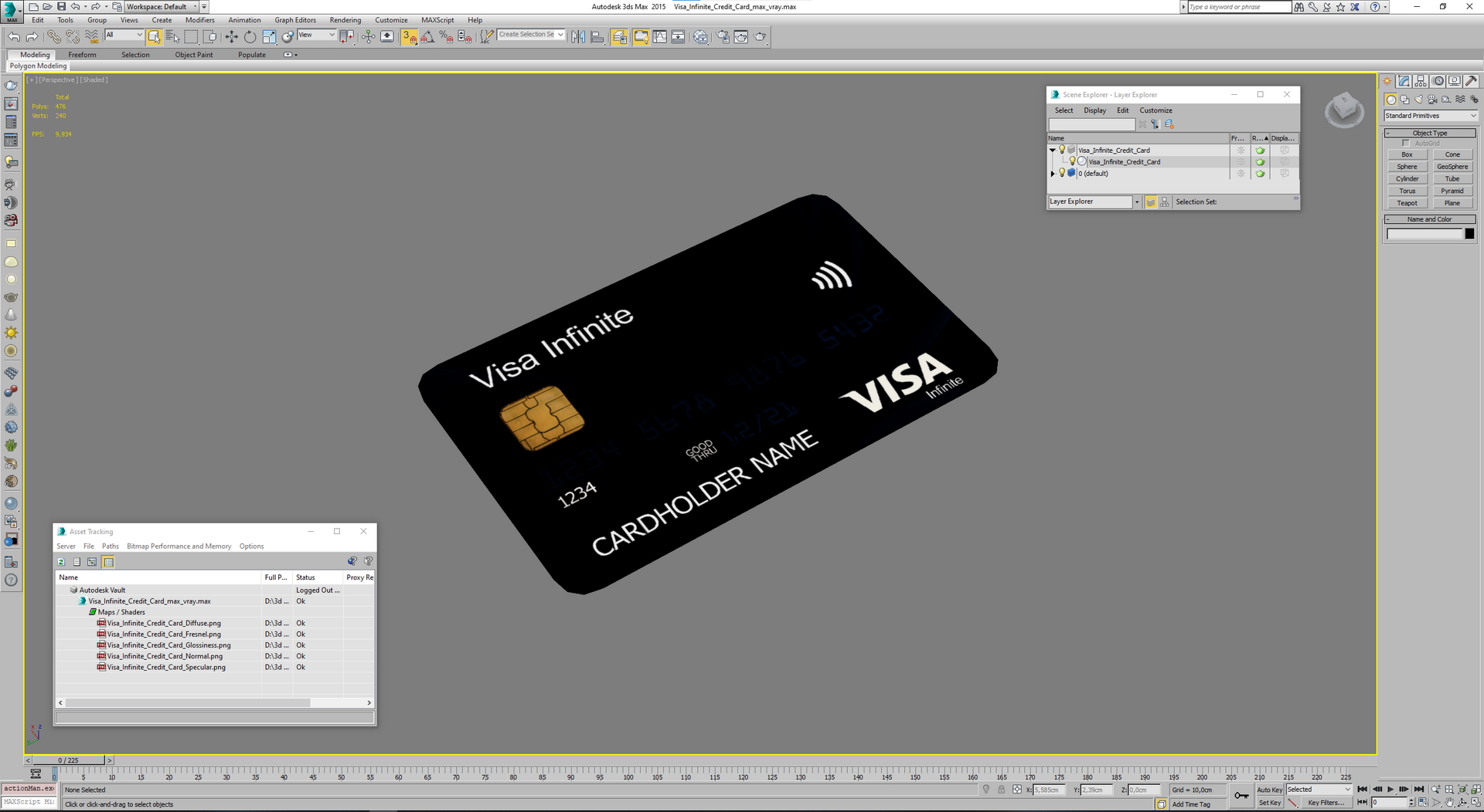 3D model Visa Infinite Credit Card