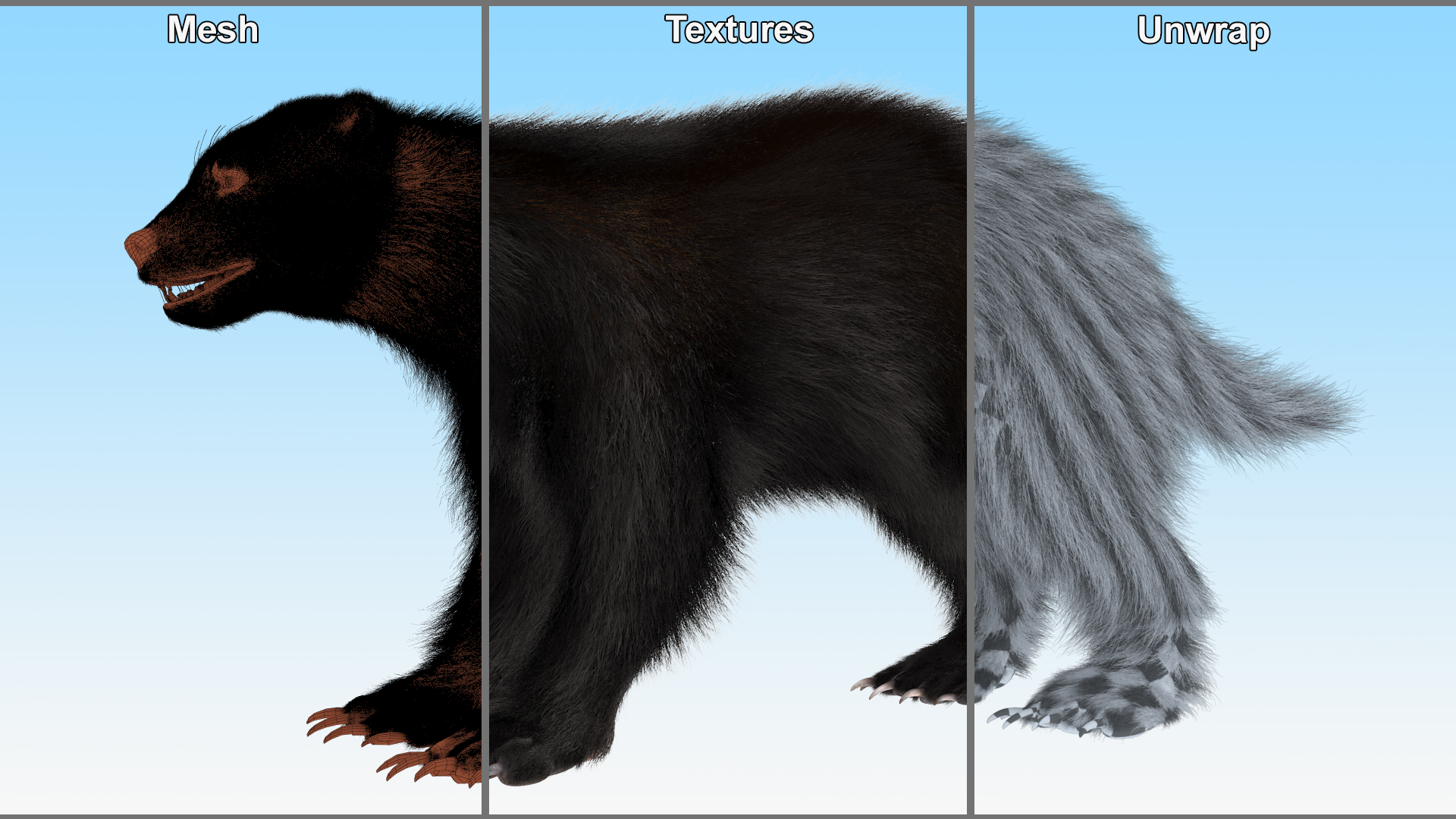 Wolverine Dark Color Fur 3D model