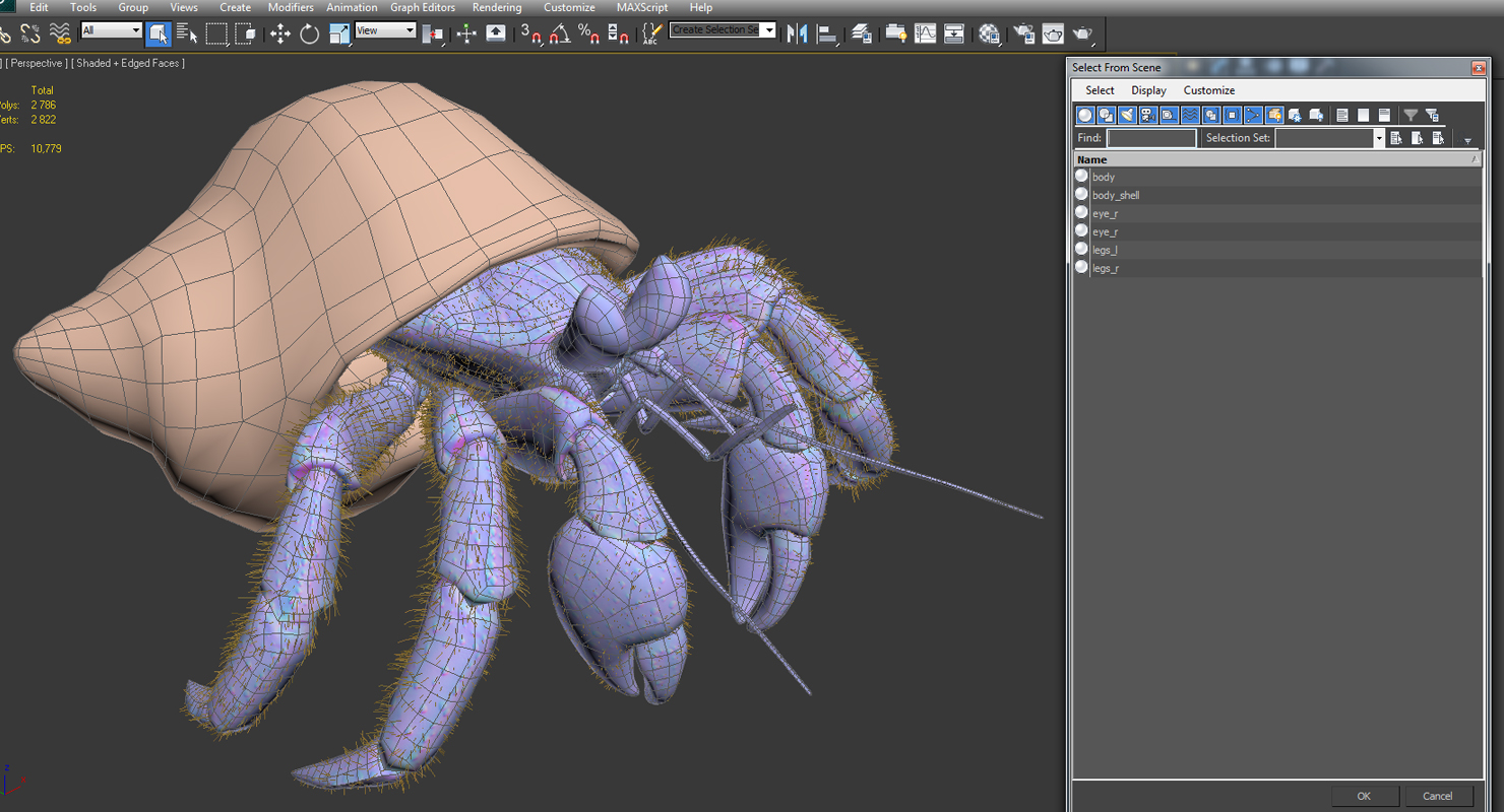 3D model Hermit Crab with Fur