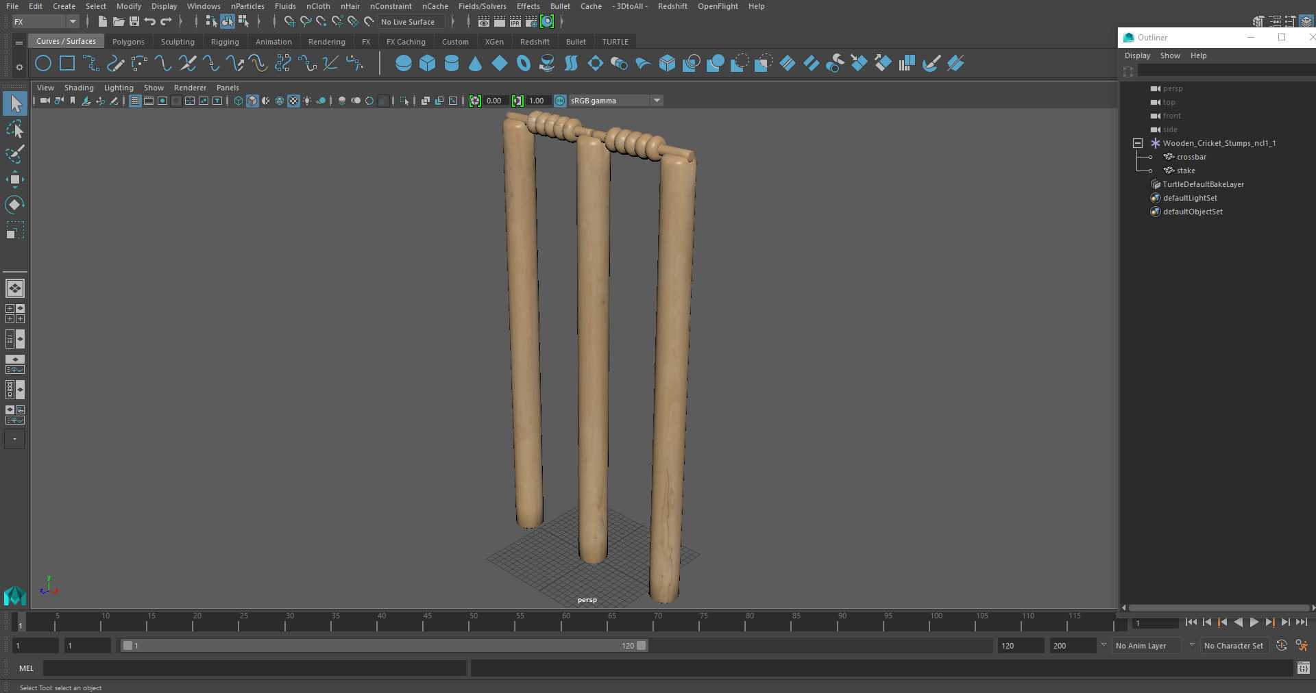 3D Wooden Cricket Stumps