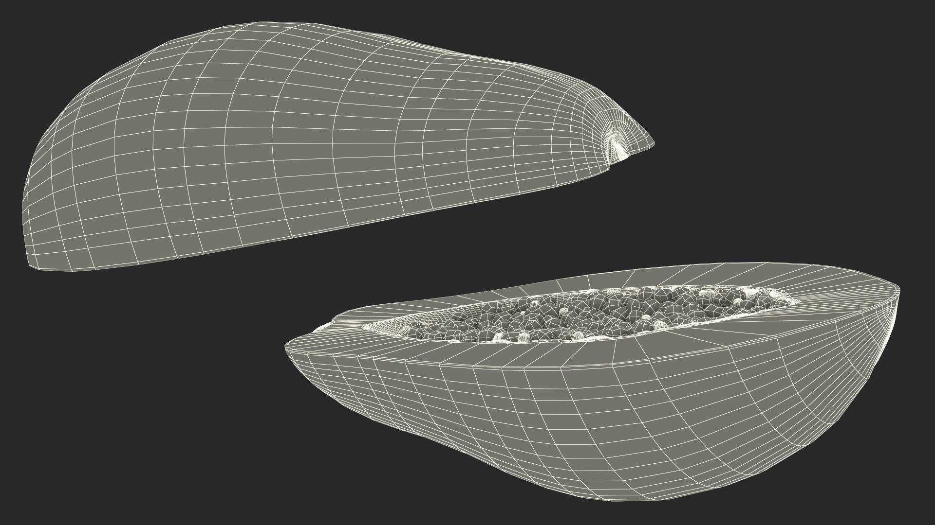 Papaya Half Fruit Orange 3D model
