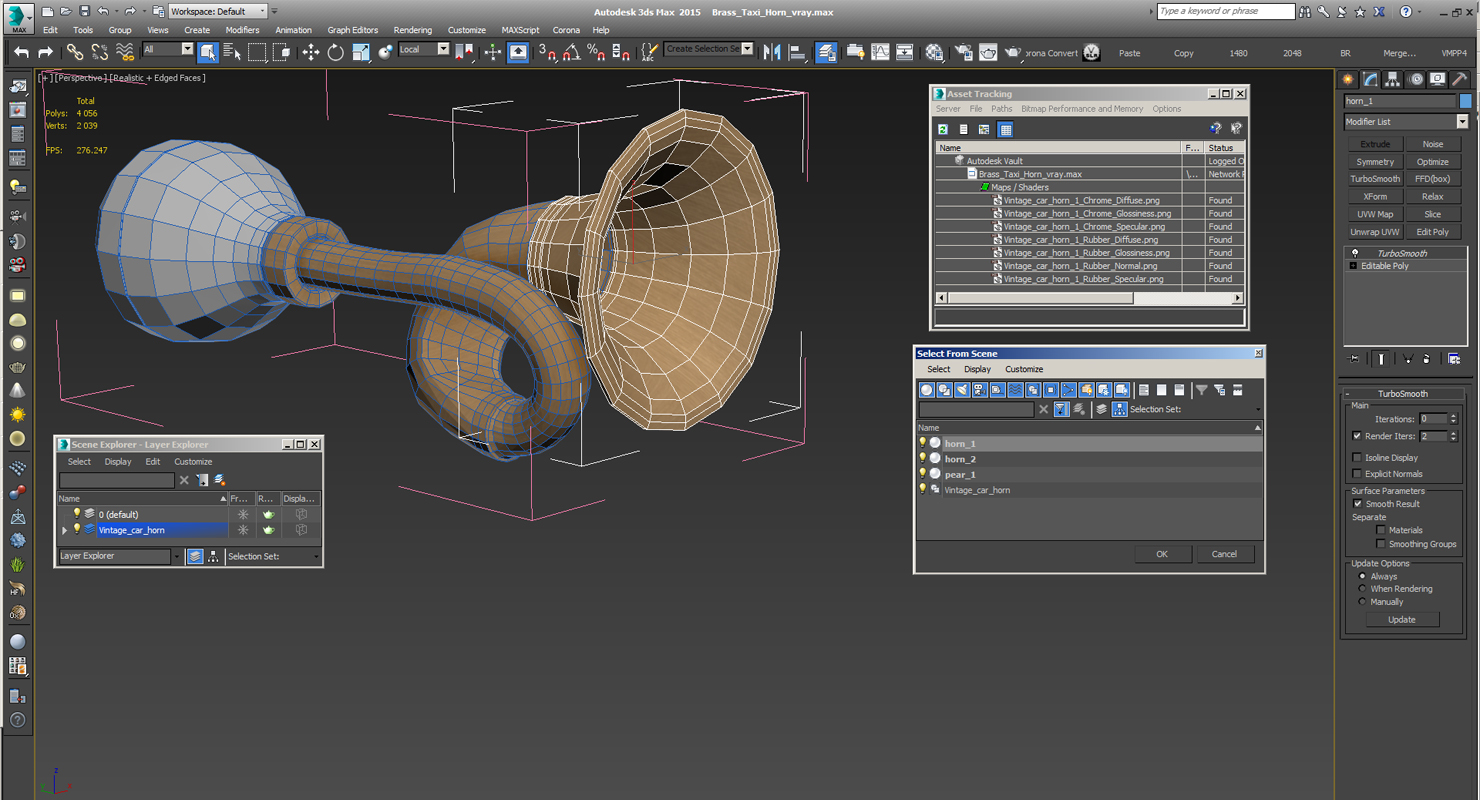 3D model Brass Taxi Horn